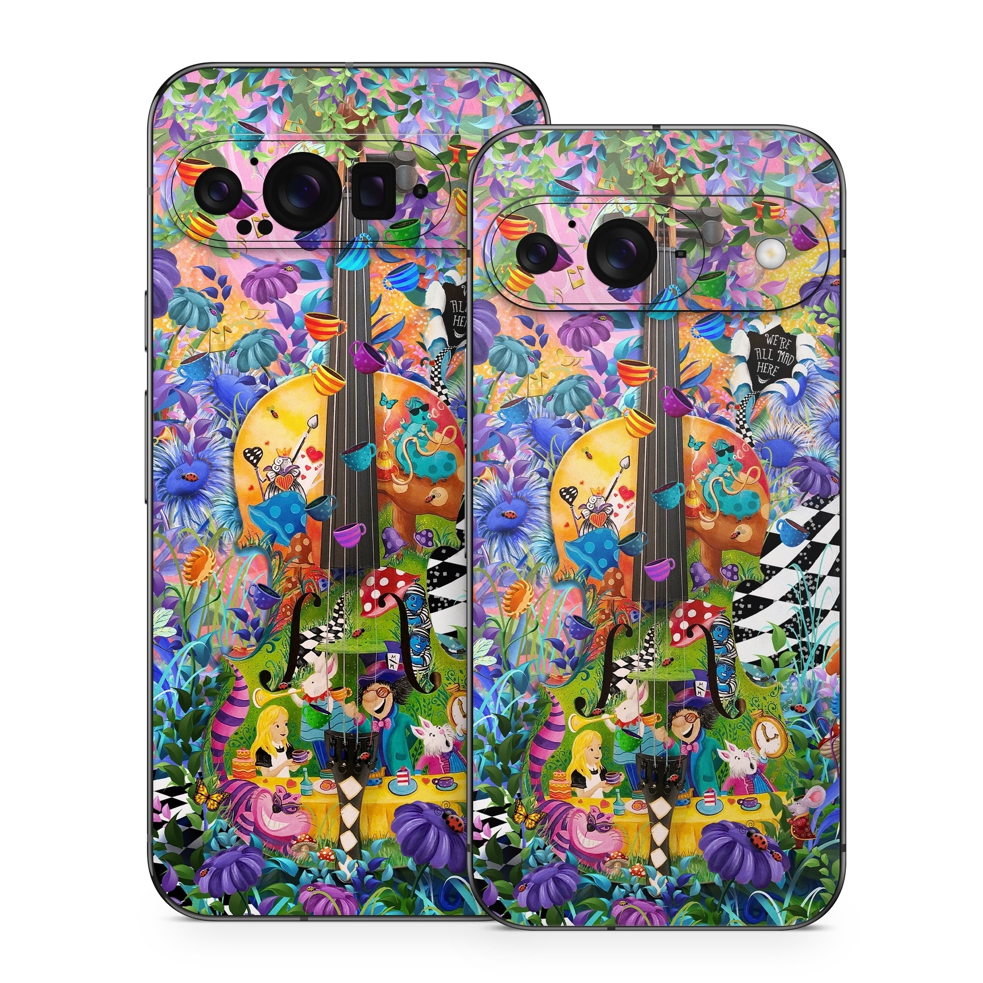 Google Pixel 9 Series Skin design of Textile, Organism, Painting, Art, Pattern, Creative arts, Electric blue, Visual arts, Graphics, Illustration, with purple, blue, white, black, yellow, orange, green, pink, brown, red colors