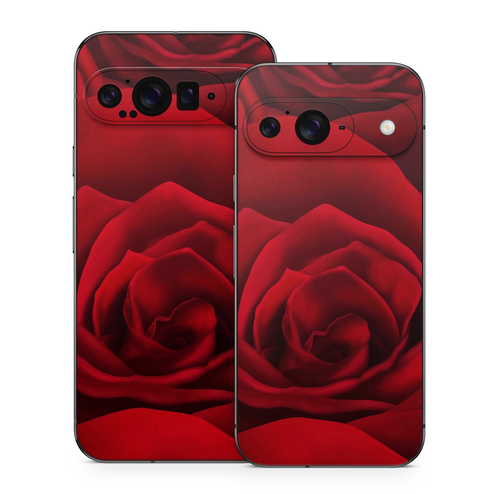 Google Pixel 9 Series Skin design of Red, Garden roses, Rose, Petal, Flower, Nature, Floribunda, Rose family, Close-up, Plant, with black, red colors