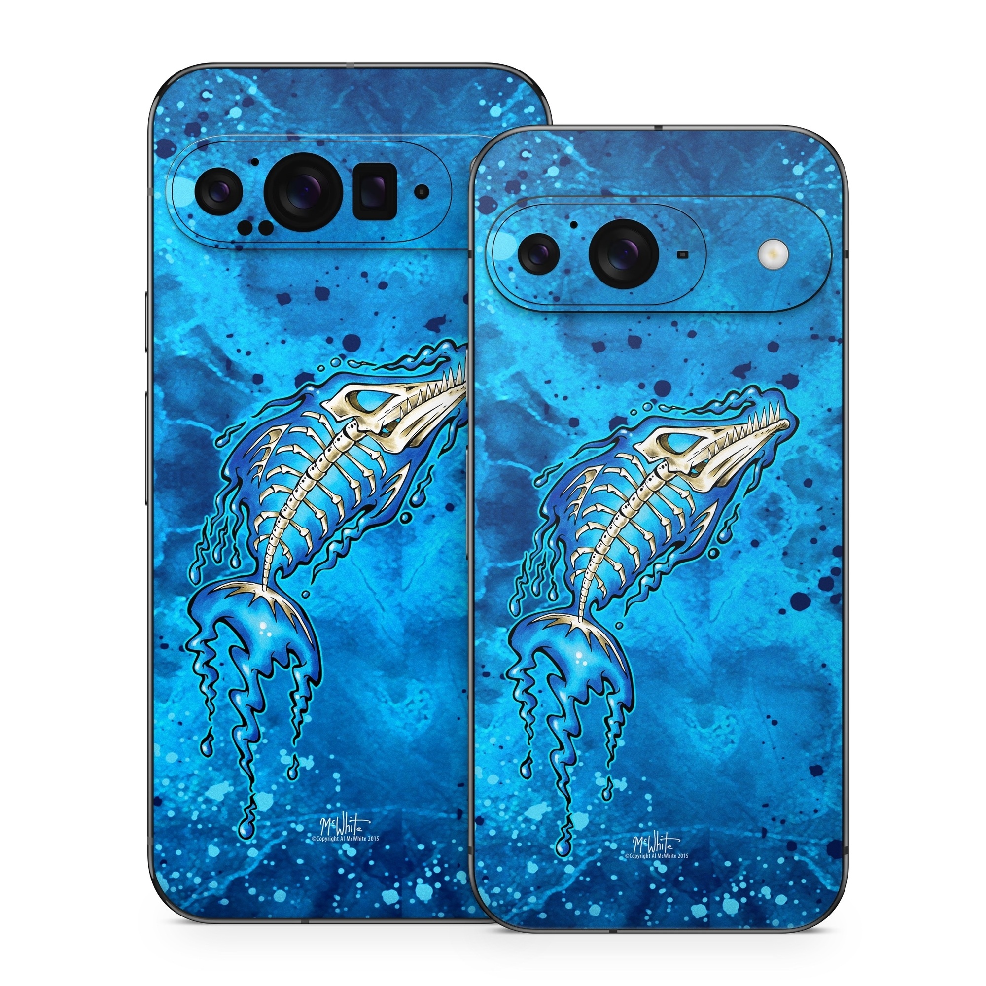 Google Pixel 9 Series Skin design of Blue, Water, Aqua, Electric blue, Illustration, Graphic design, Liquid, Graphics, Marine biology, Art, with blue, white colors
