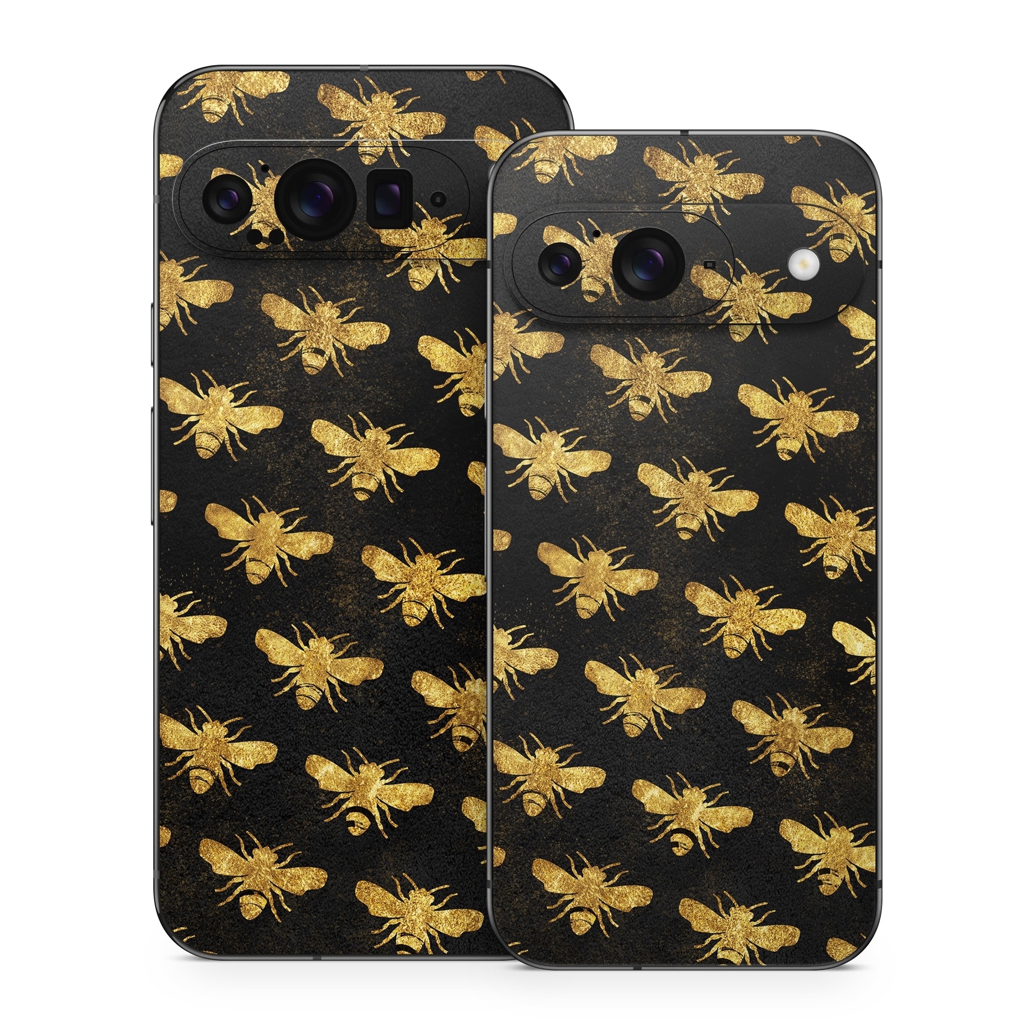 Google Pixel 9 Series Skin design of Pattern, Yellow, Flower, Design, Plant, Wildflower, Textile, Metal, with black, yellow colors