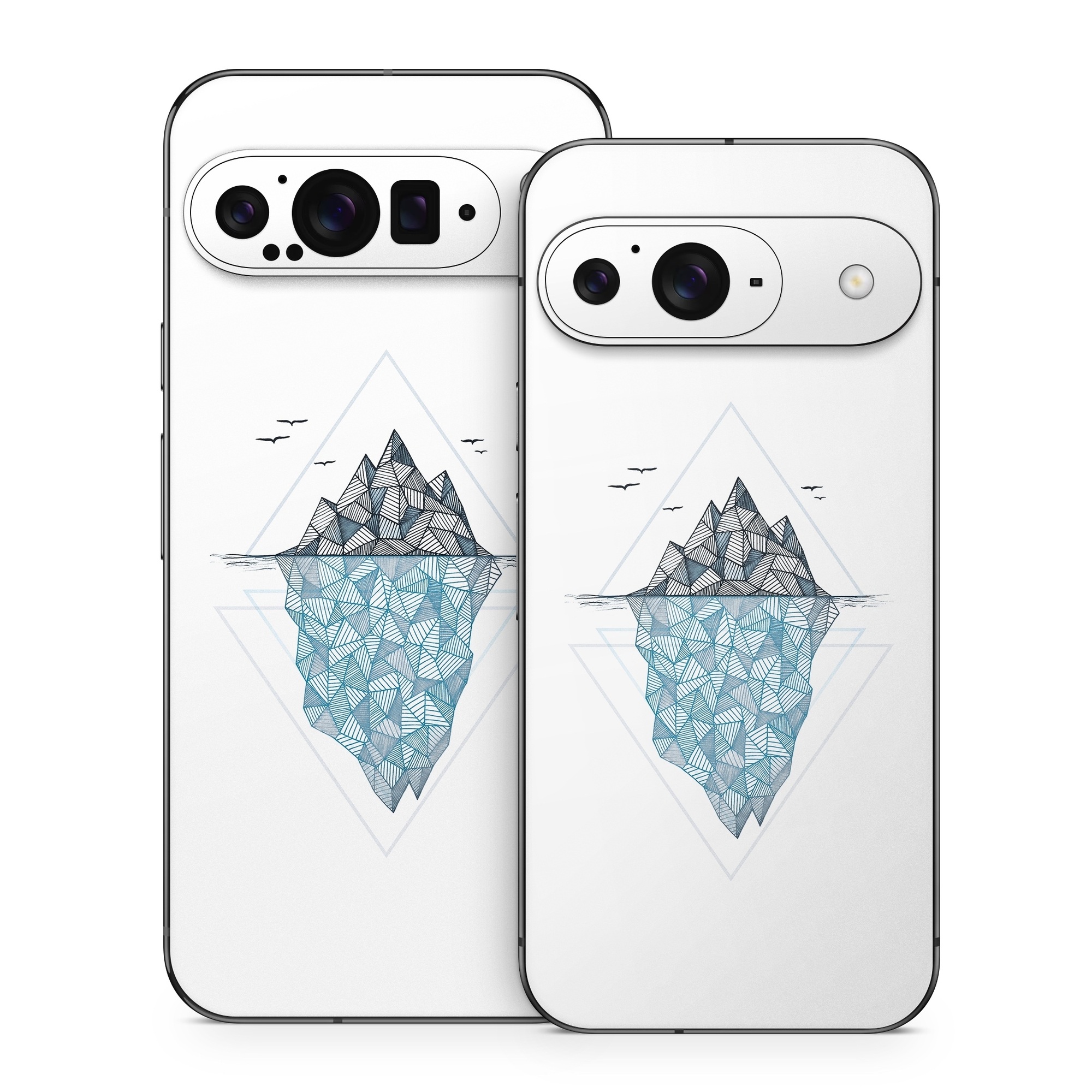 Google Pixel 9 Series Skin design of Line, Illustration, Design, Symmetry, Pattern, Triangle, Art, with white, black, gray, blue colors