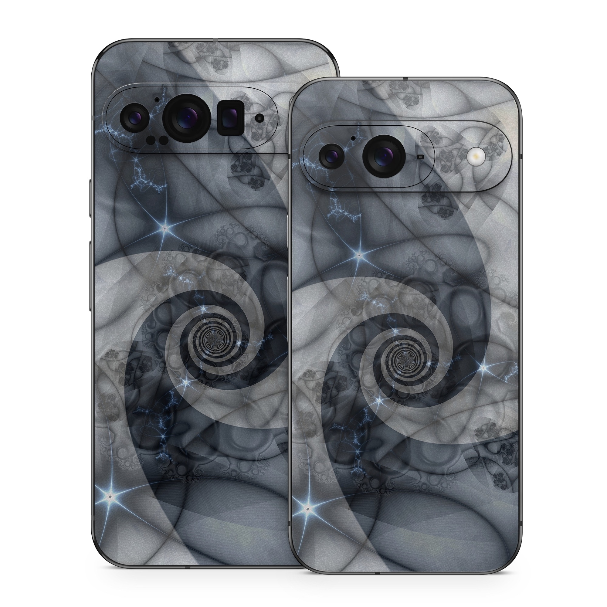 Google Pixel 9 Series Skin design of Eye, Drawing, Black-and-white, Design, Pattern, Art, Tattoo, Illustration, Fractal art, with black, gray colors
