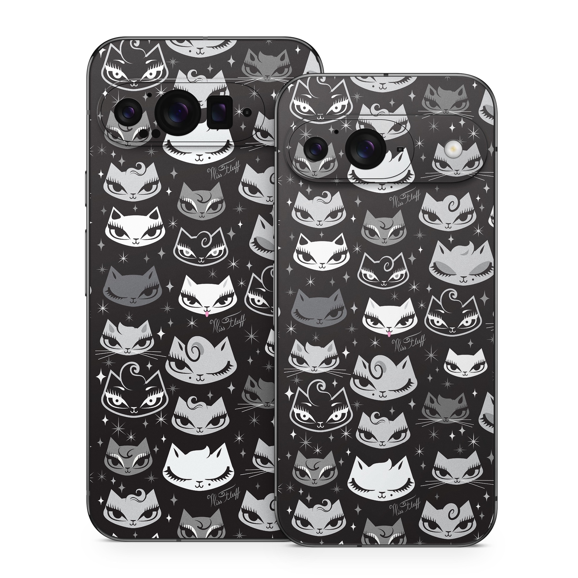 Google Pixel 9 Series Skin design of Pattern, Design, Headgear, Hat, Smile, Team, Crowd, with black, white, gray colors