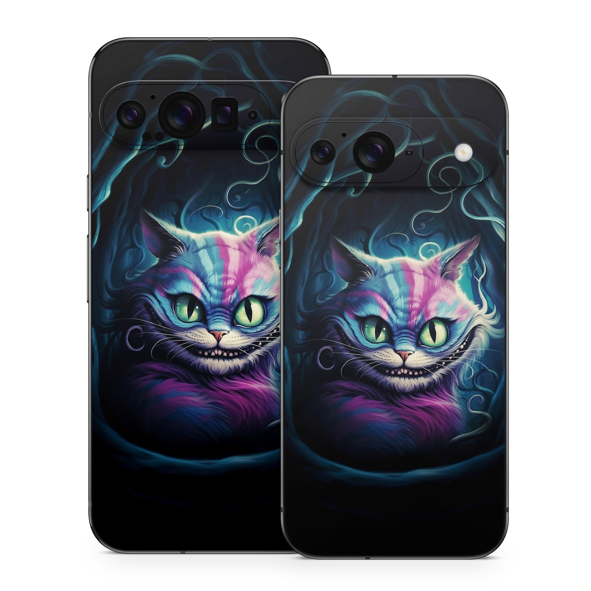 Google Pixel 9 Series Skin design of Roar, Liquid, Art, Creative arts, Electric blue, Felidae, Gas, Darkness, Magenta, Whiskers, with black, blue, purple, green, gray colors