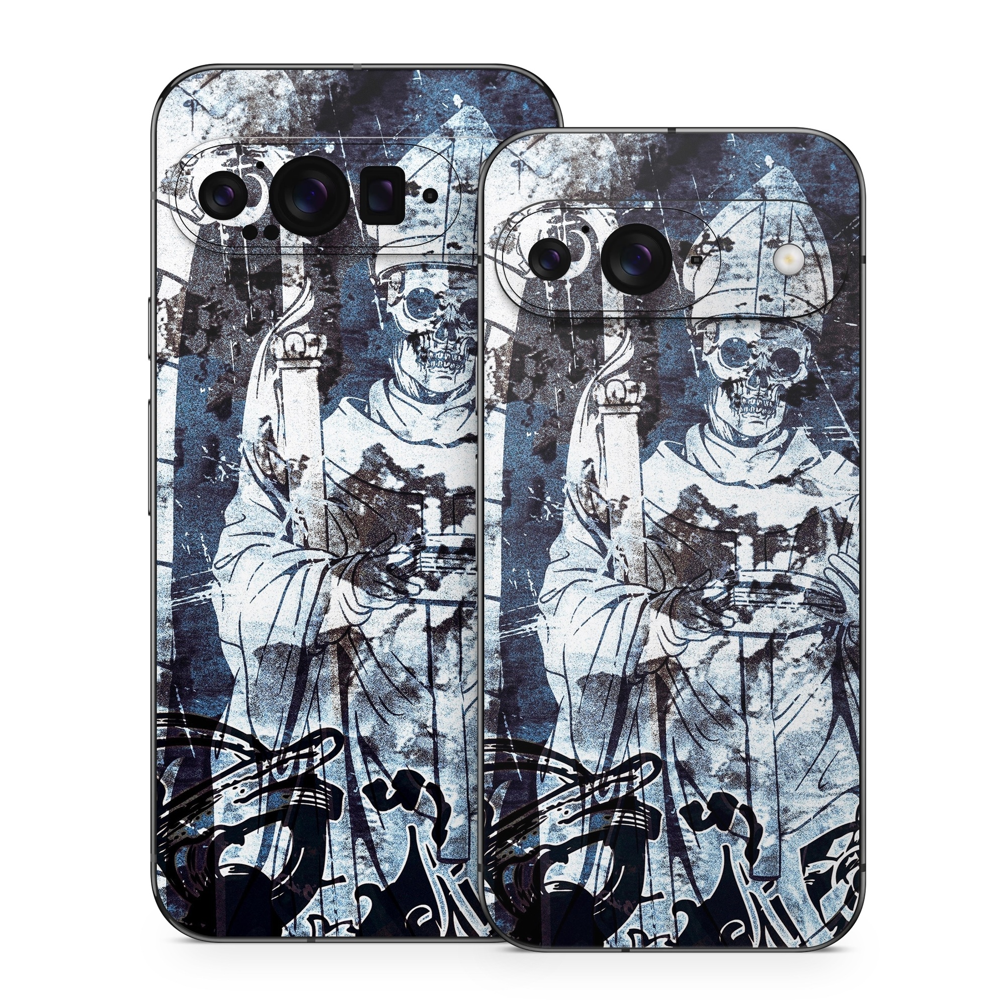 Google Pixel 9 Series Skin design of Illustration, Art, Monochrome, Visual arts, Drawing, Black-and-white, Graphic design, Fictional character, Fiction, Sketch, with white, black, blue, gray colors
