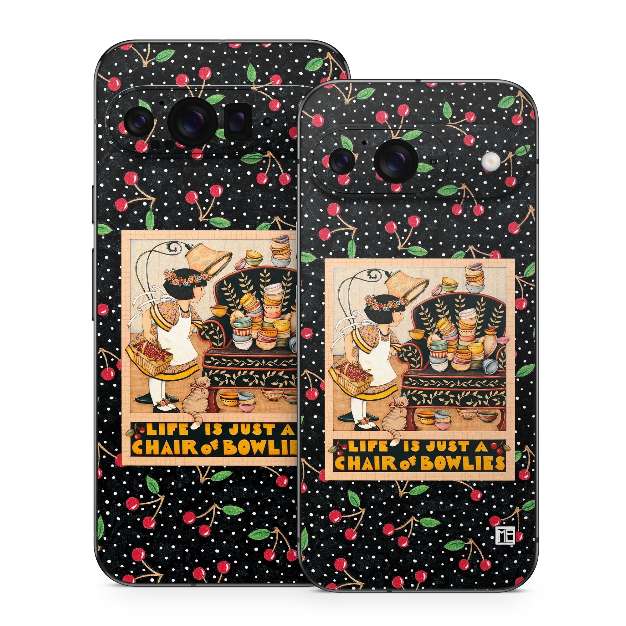 Google Pixel 9 Series Skin design of Poster, Illustration, Christmas eve, Christmas, Art, with black, red, green, orange, yellow colors