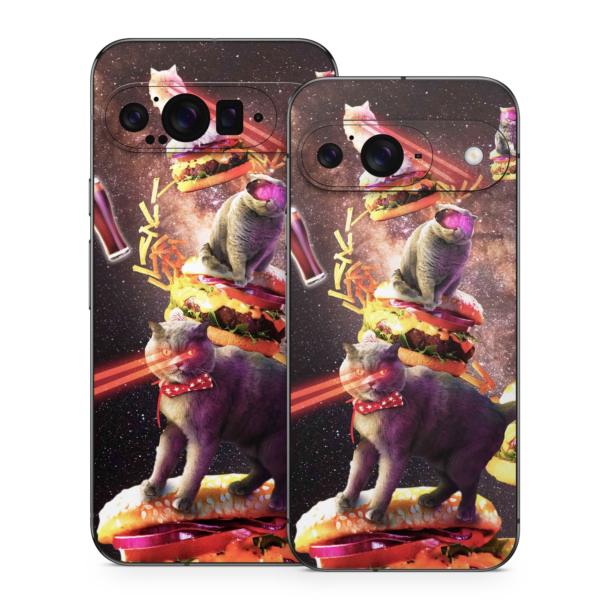 Google Pixel 9 Series Skin design of Circus, Performance, Event, Graphic design, Art, Illustration, Fictional character, with black, white, purple, brown, gray, yellow, green colors