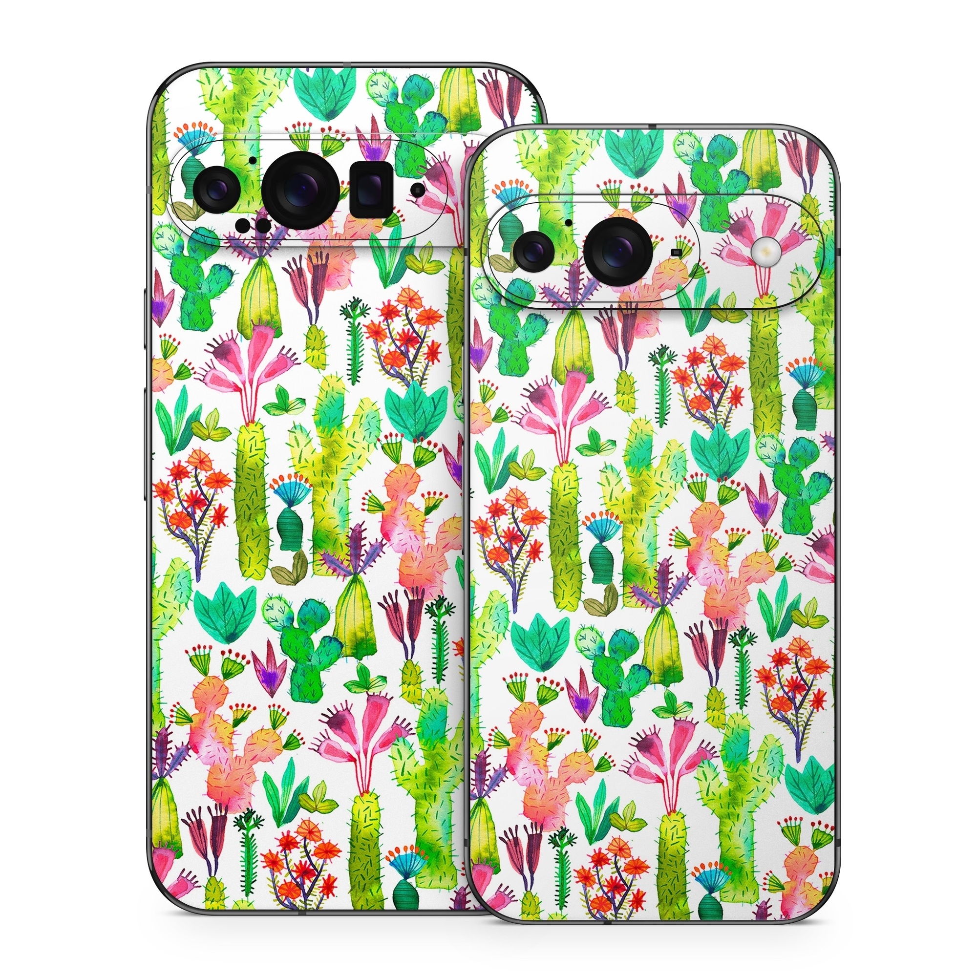 Google Pixel 9 Series Skin design of Pattern, Floral design, Plant, Wildflower, Wrapping paper, with white, green, red, purple, pink, black colors