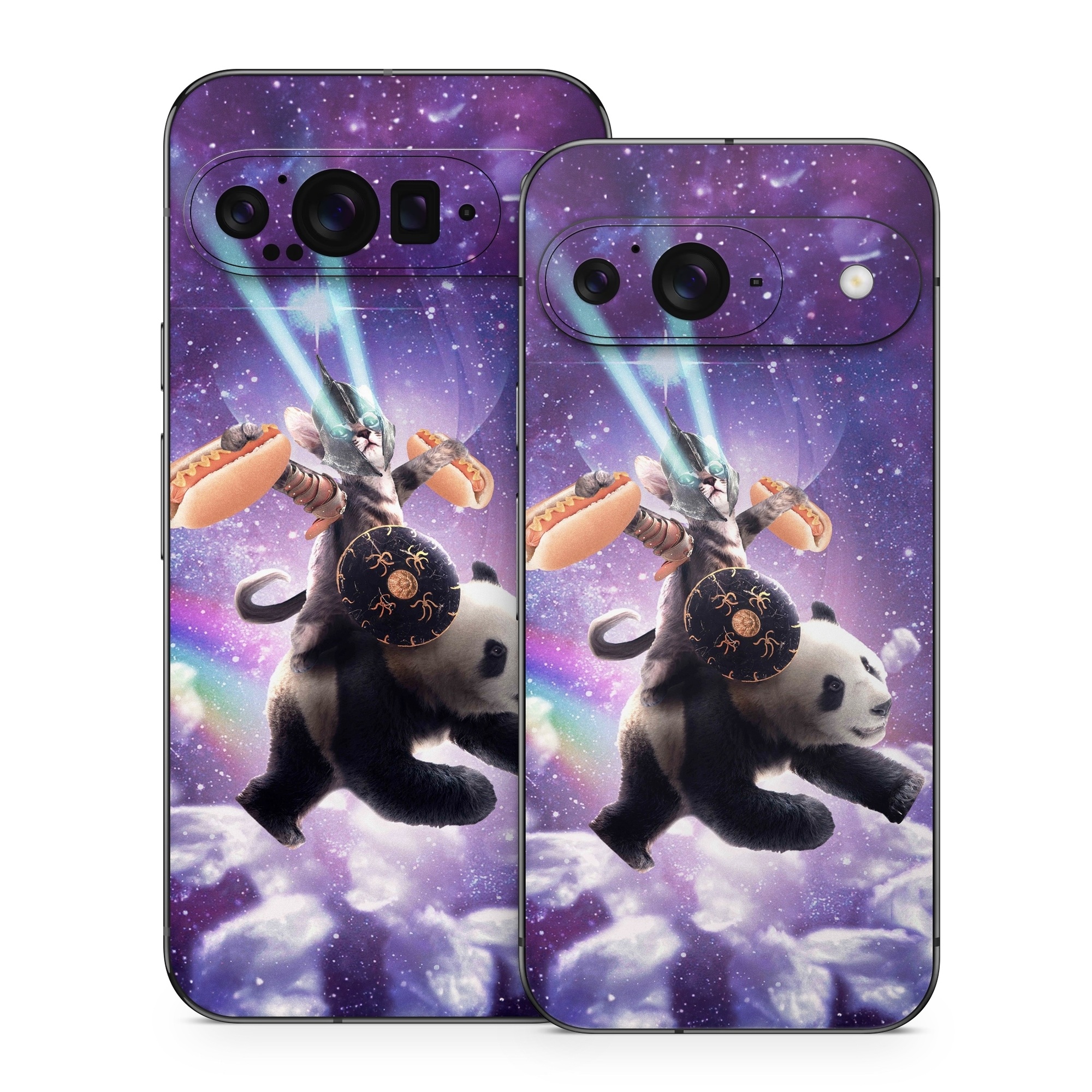 Google Pixel 9 Series Skin design of Bear, Illustration, Outer space, Animated cartoon, Graphic design, Teddy bear, Space, Sky, Graphics, Fictional character, with black, white, blue, brown, gray, red, yellow, green, pink colors
