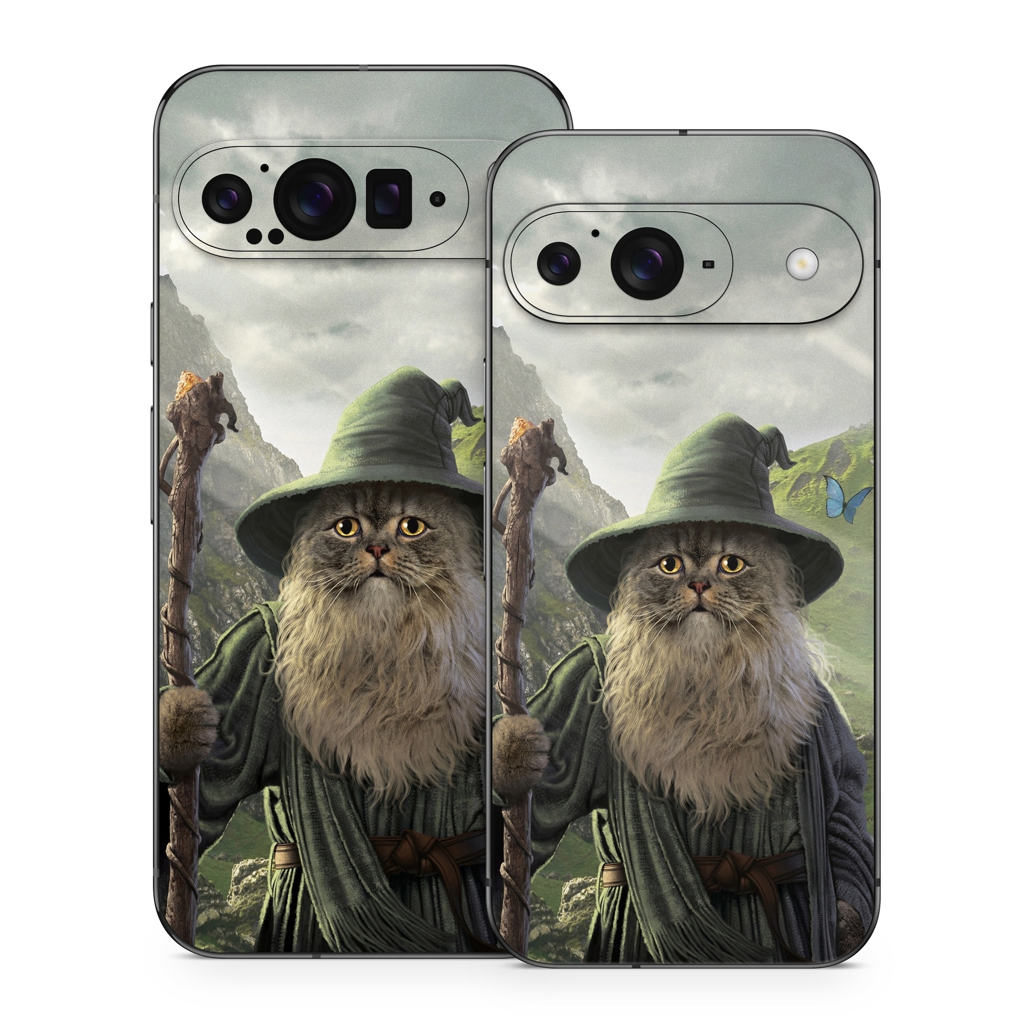 Google Pixel 9 Series Skin design of Beard, Facial hair, Illustration, Mythology, Magician, Fictional character, Cg artwork, Games, Art, with green, gray, brown, blue, green, white, yellow, black colors