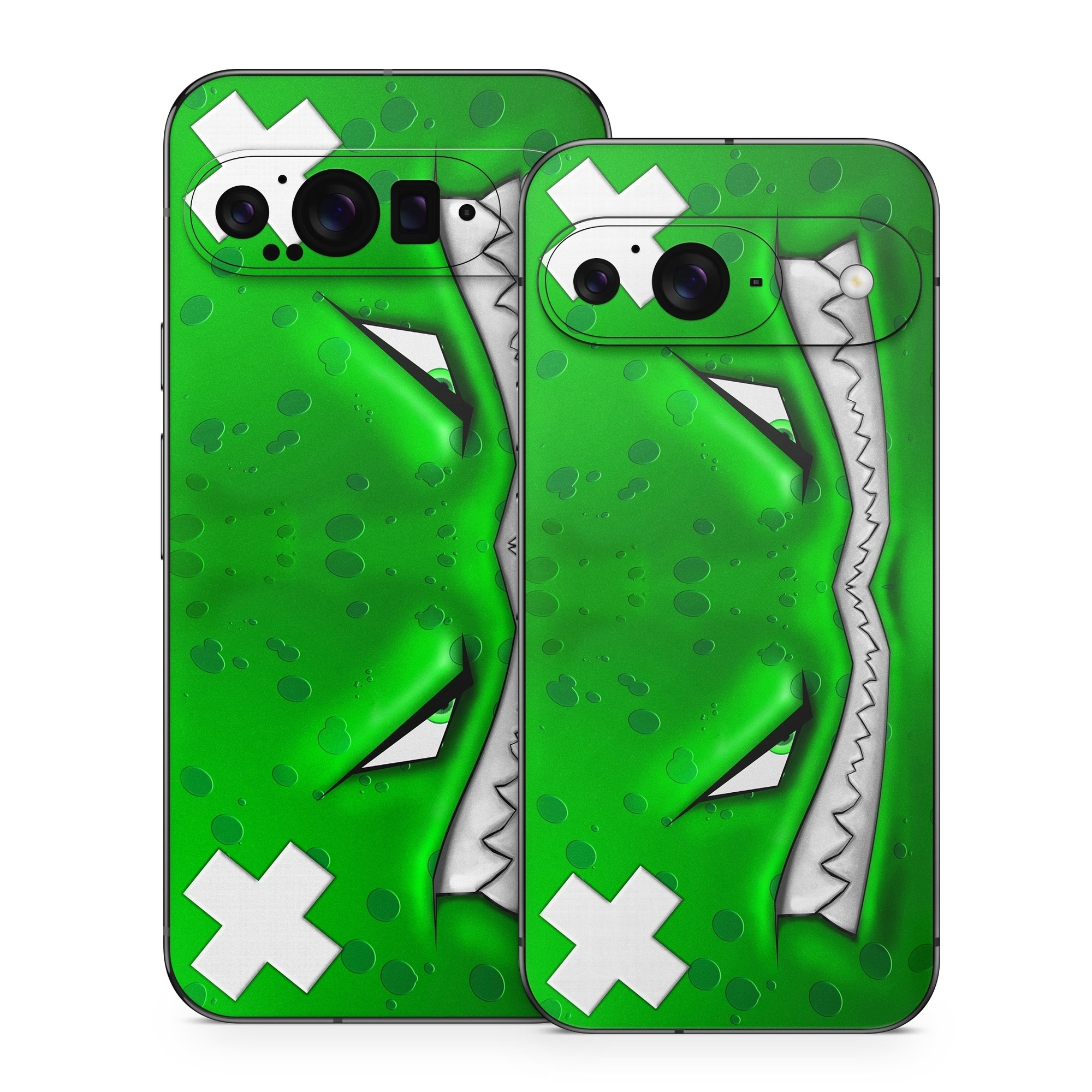 Google Pixel 9 Series Skin design of Green, Font, Animation, Logo, Graphics, Games, with green, white colors