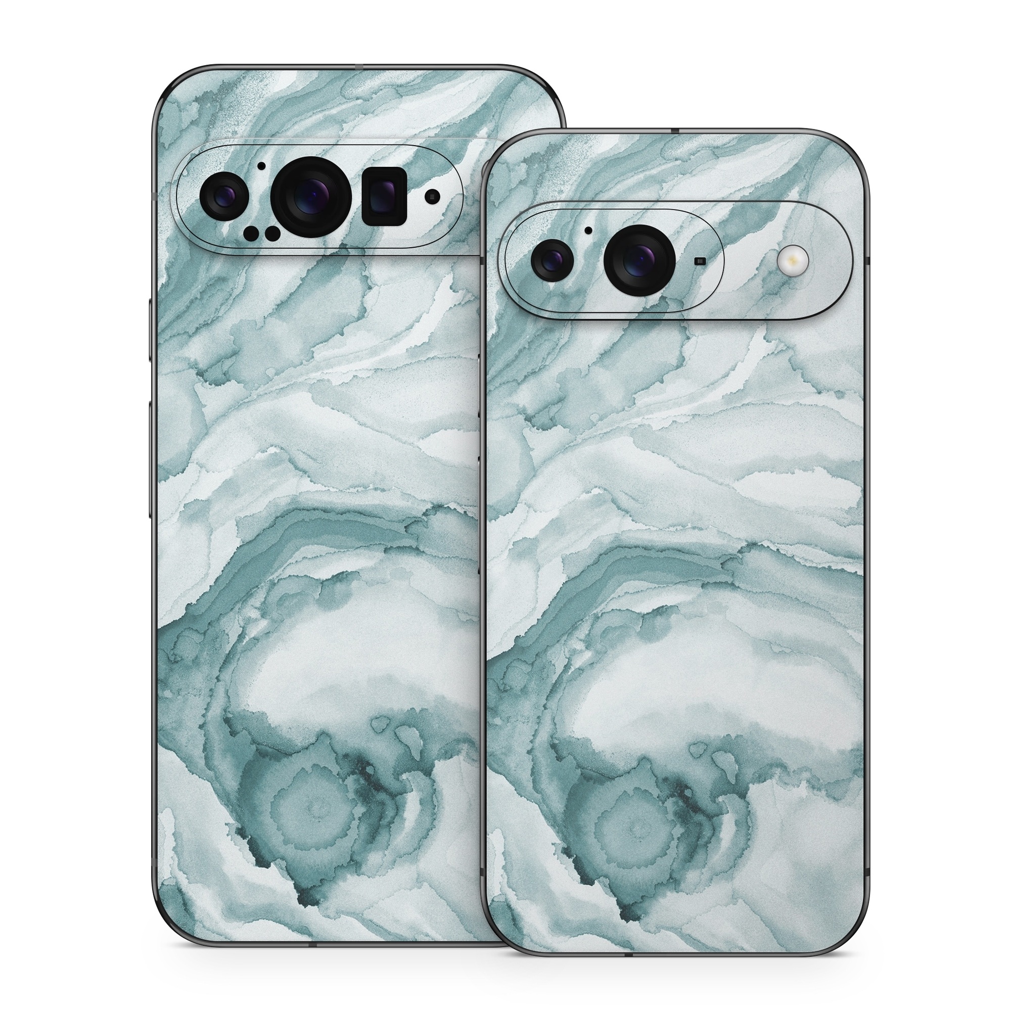 Google Pixel 9 Series Skin design of Liquid, Fluid, Snow, Polar ice cap, Ice cap, Aqua, Melting, Glacial landform, Arctic ocean, Pattern, with blue, gray, white colors