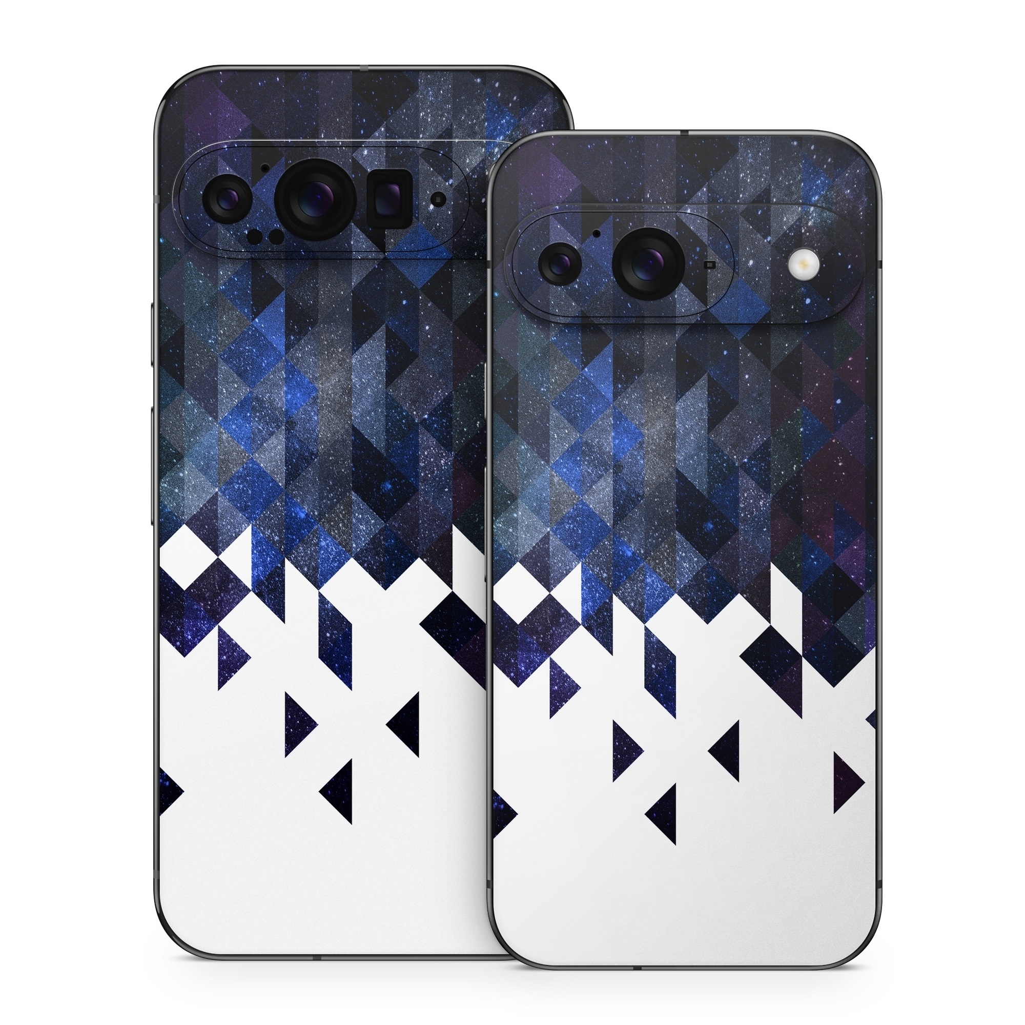 Google Pixel 9 Series Skin design of Text, Pattern, Graphic design, Font, Purple, Design, Line, Triangle, Logo, Graphics, with black, blue, white colors