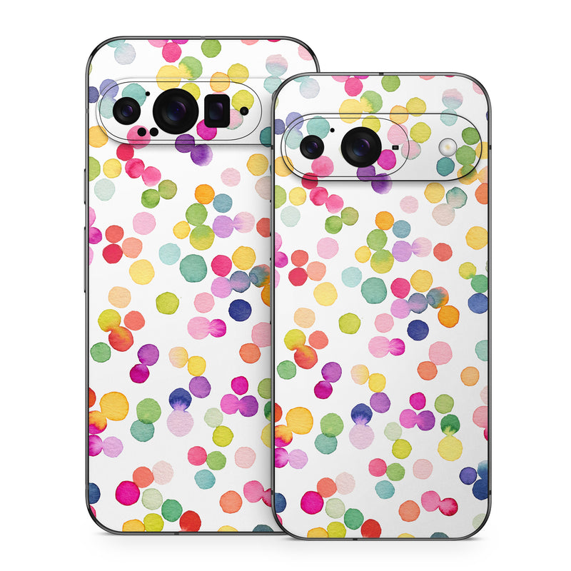 Google Pixel 9 Series Skin design of Pink, Orange, Graphics, Wrapping Paper, Graphic design, Mixture, with white, pink, red, orange, yellow, blue, green, purple colors