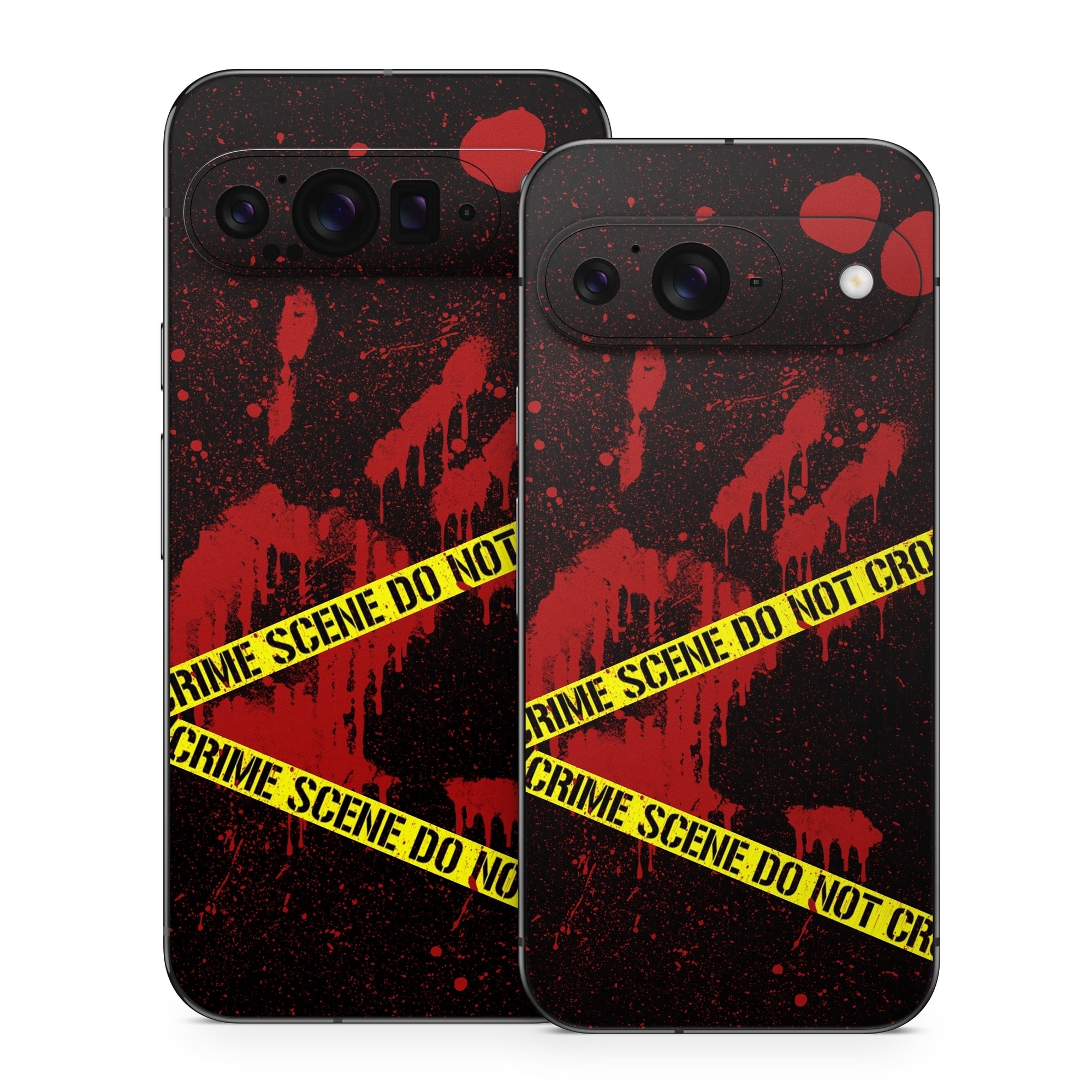 Google Pixel 9 Series Skin design of Red, Black, Font, Text, Logo, Graphics, Graphic design, Room, Carmine, Fictional character, with black, red, green colors