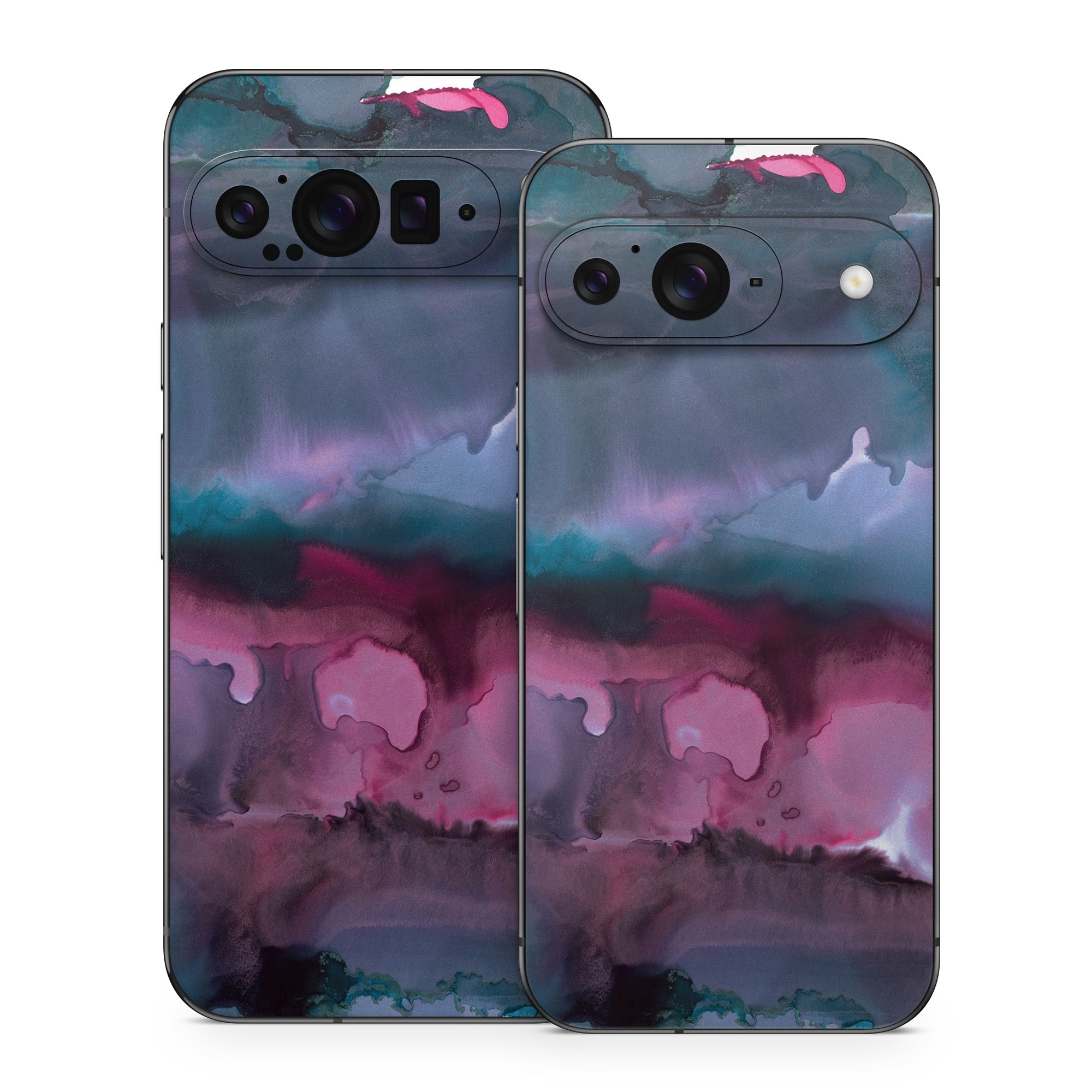 Google Pixel 9 Series Skin design of Watercolor paint, Purple, Painting, Ice, Magenta, Sky, Art, Cloud, Paint, Modern art, with black, white, purple, blue, red colors