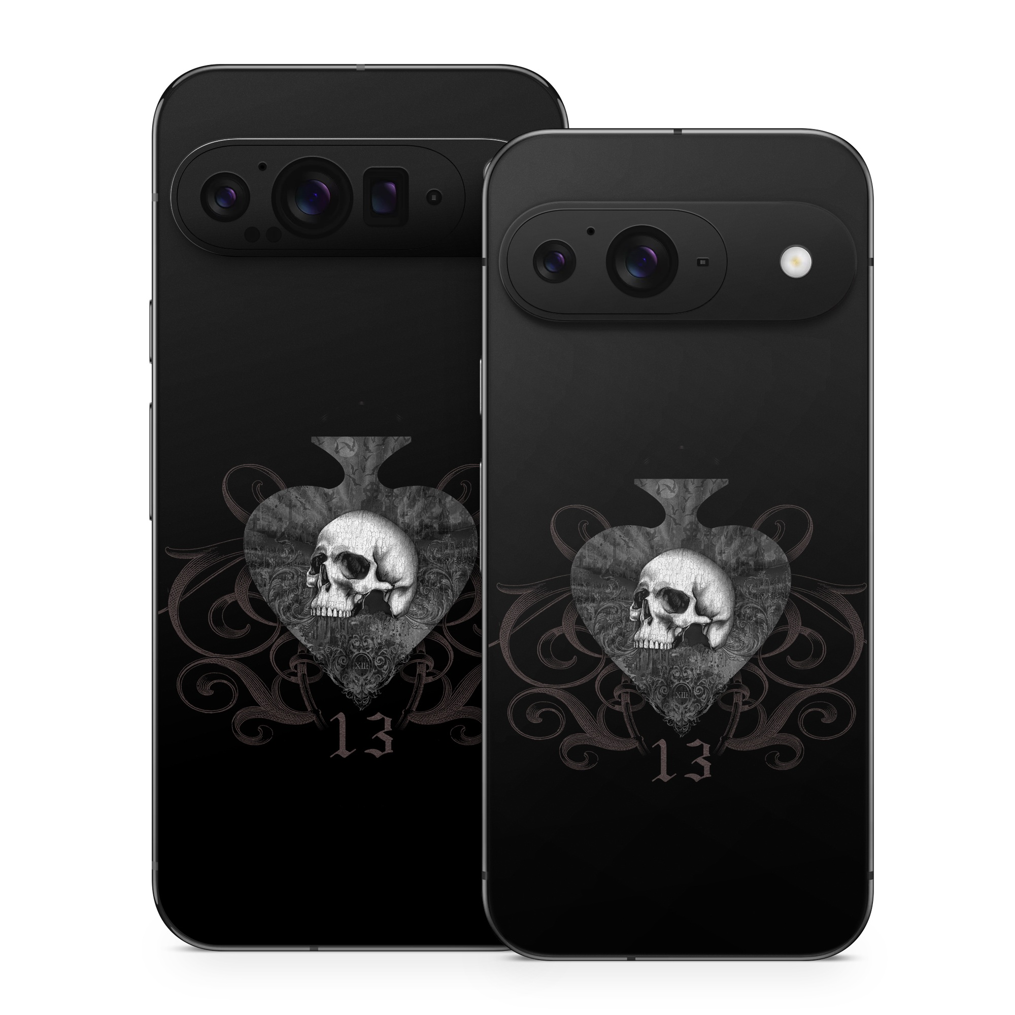 Google Pixel 9 Series Skin design of Bone, Jaw, Grey, Art, Skull, Font, Darkness, Monochrome photography, Illustration, Monochrome, with black, white, brown colors