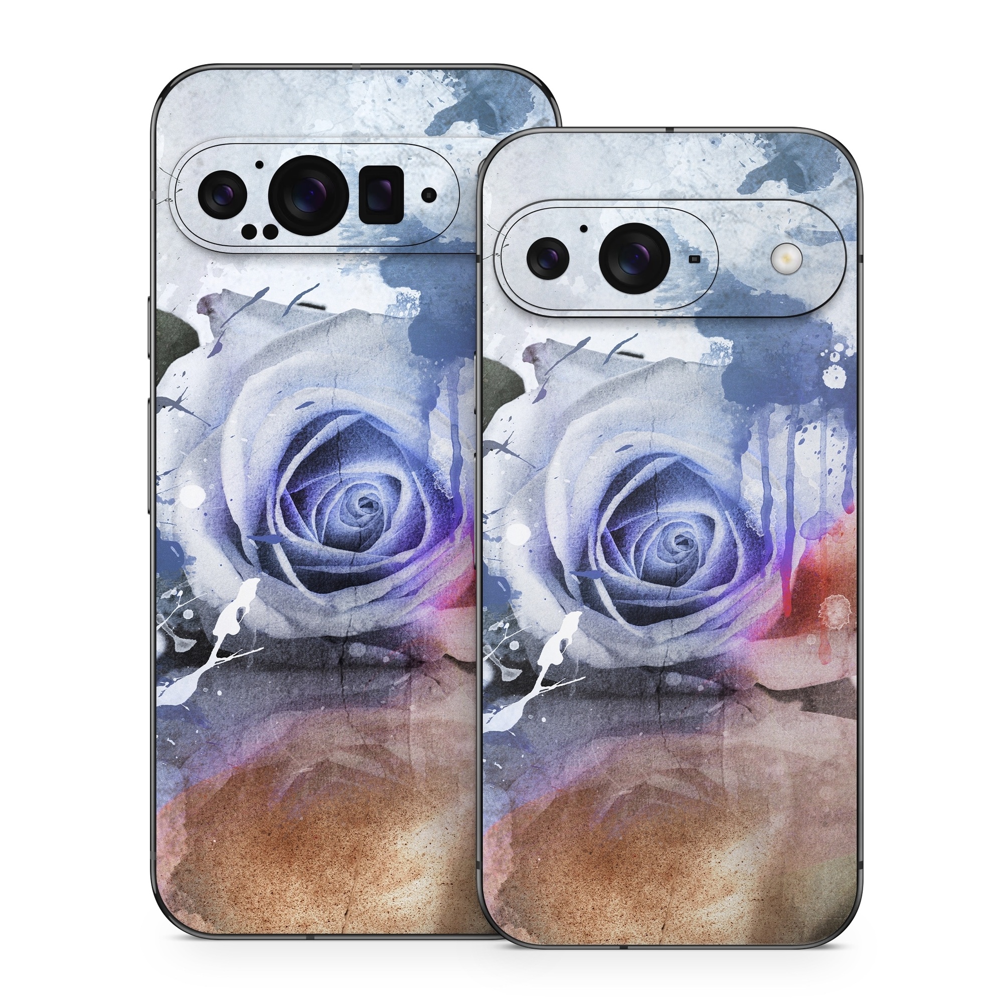Google Pixel 9 Series Skin design of Watercolor paint, Painting, Illustration, Graphic design, Art, Paint, Visual arts, Design, Acrylic paint, Graphics, with red, white, black, orange, pink colors