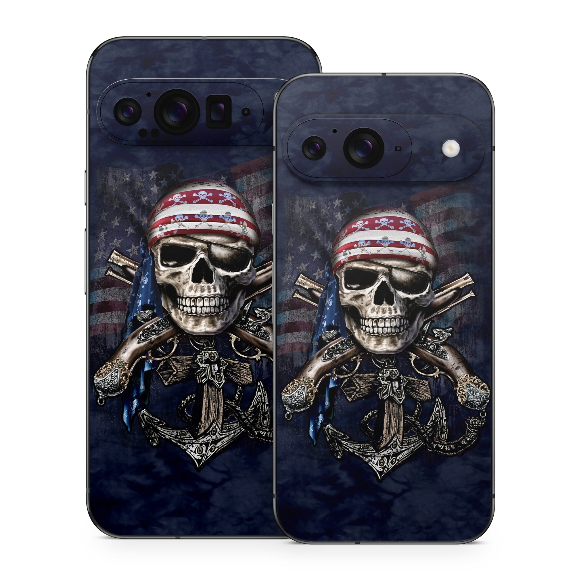 Google Pixel 9 Series Skin design of Skull, Bone, Skeleton, Illustration, Outerwear, T-shirt, Flag, Art, with black, gray, red colors