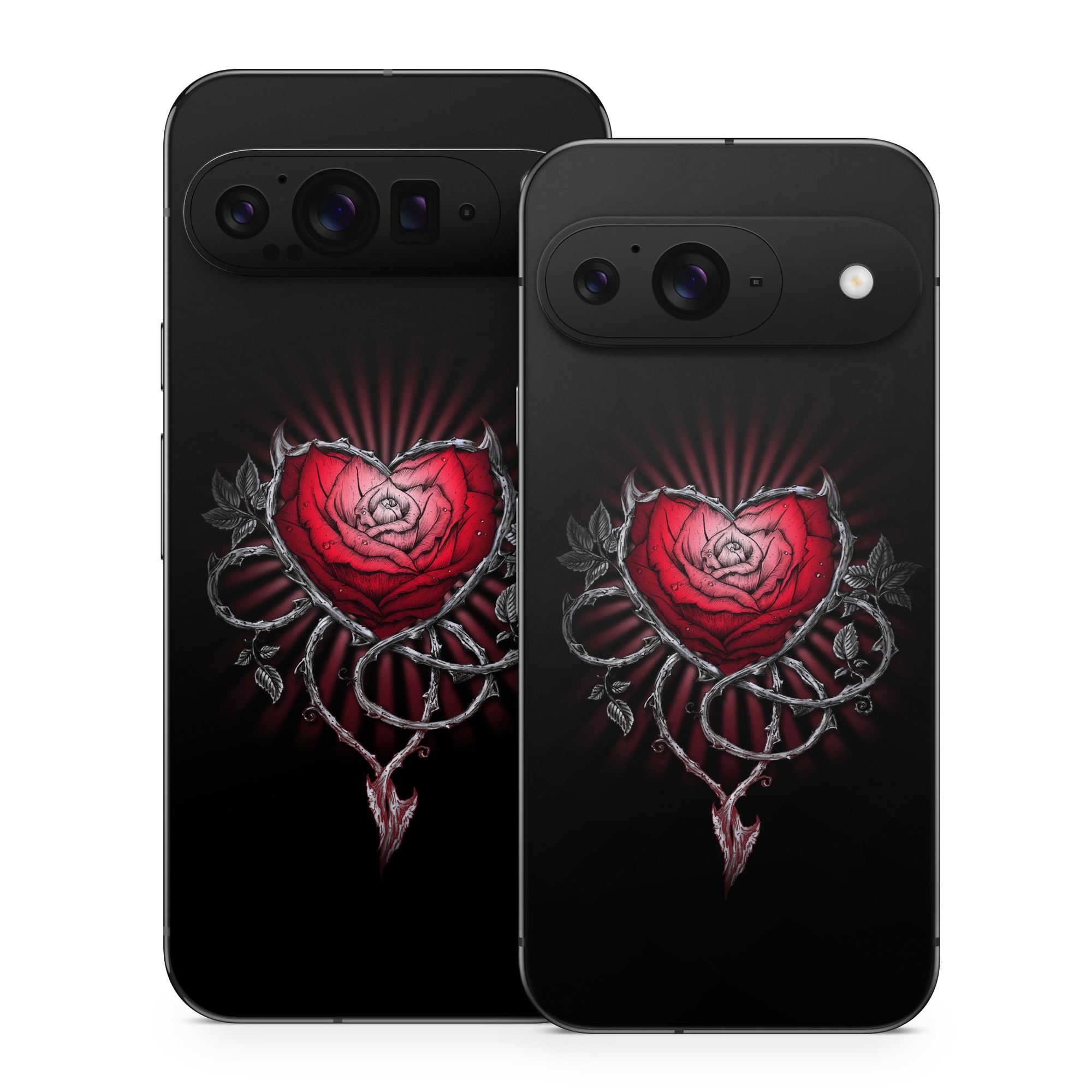 Google Pixel 9 Series Skin design of Human body, Flash photography, Gesture, Sleeve, Petal, Font, Jewellery, Fictional character, Magenta, Symmetry, with black, white, red, gray colors