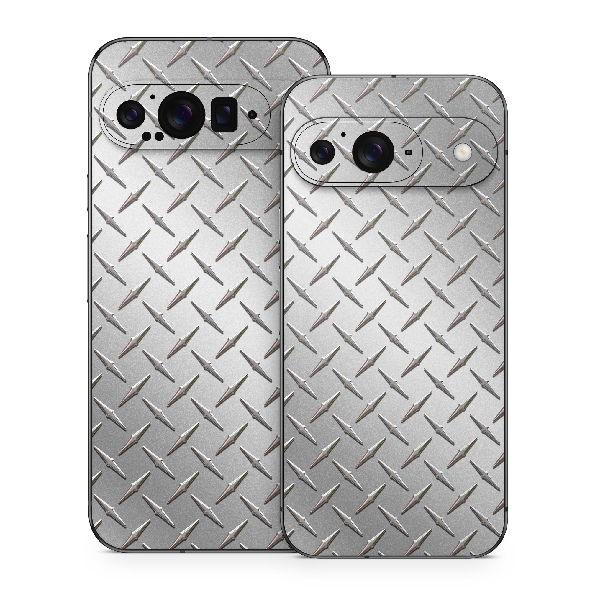 Google Pixel 9 Series Skin design of Pattern, Metal, Line, Design, Steel, Parallel, Tile, Beige, Flooring, with gray colors