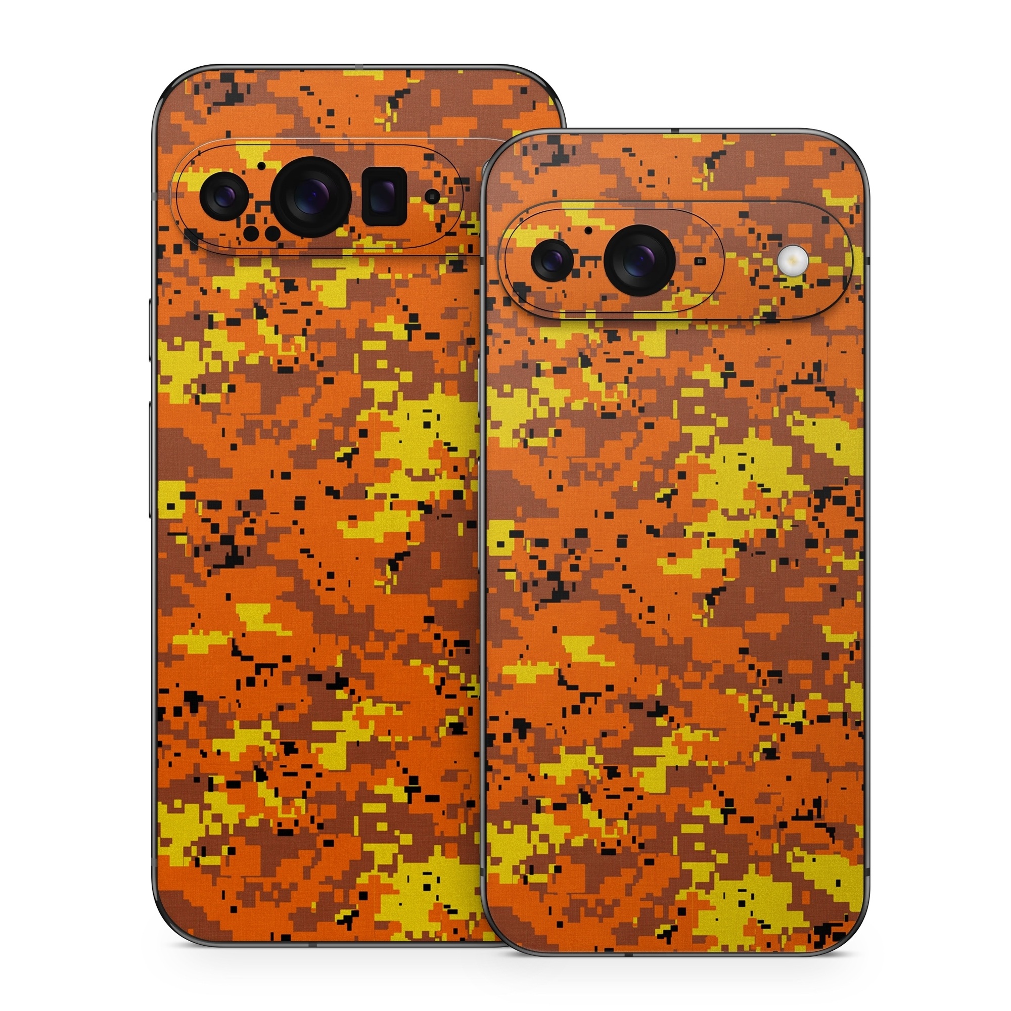 Google Pixel 9 Series Skin design of Orange, Yellow, Leaf, Tree, Pattern, Autumn, Plant, Deciduous, with red, green, black colors