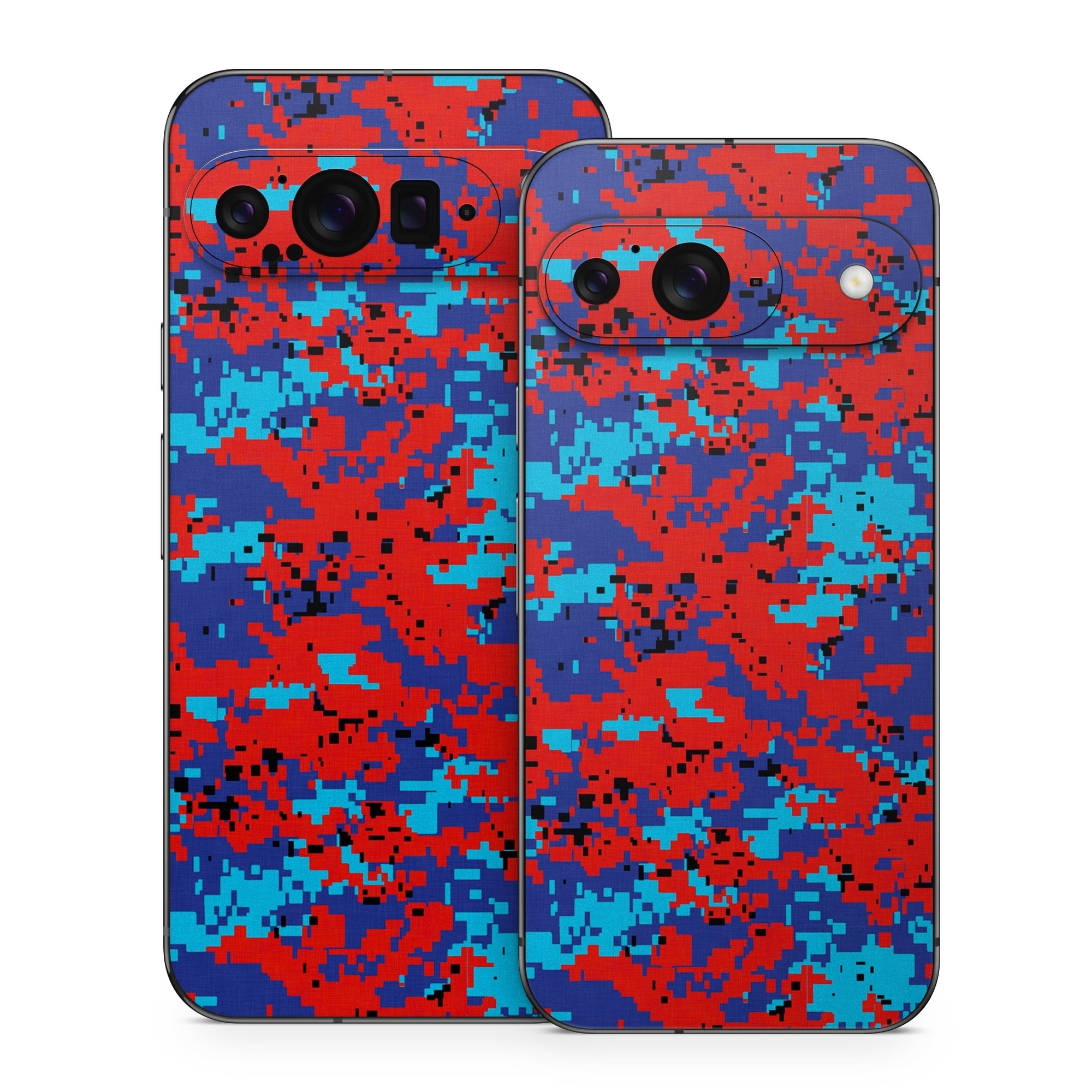 Google Pixel 9 Series Skin design of Blue, Red, Pattern, Textile, Electric blue, with blue, red colors