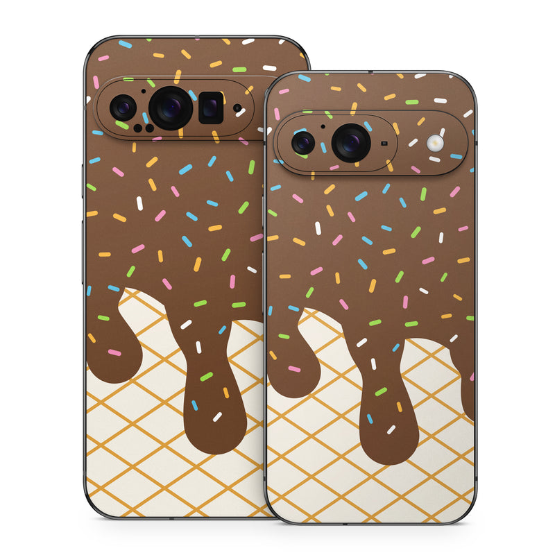 Google Pixel 9 Series Skin design, with white, brown, yellow, green, pink, orange, blue colors