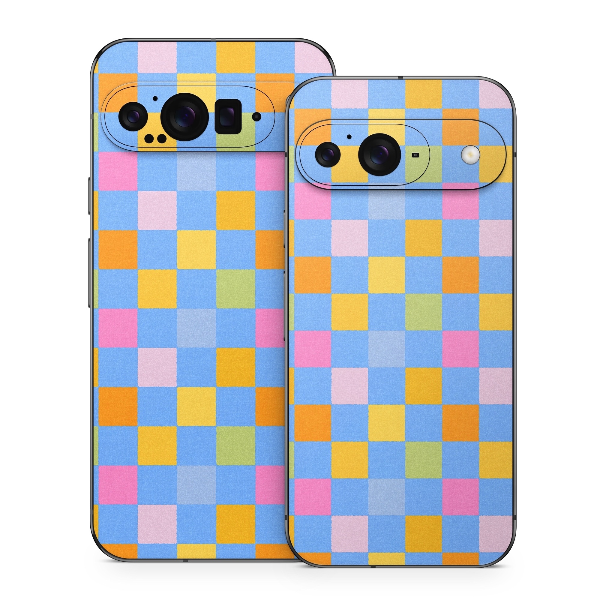 Google Pixel 9 Series Skin design of Rectangle, Azure, Textile, Orange, Aqua, Font, Symmetry, Magenta, Tints and shades, Parallel, with blue, yellow, orange, green, pink colors