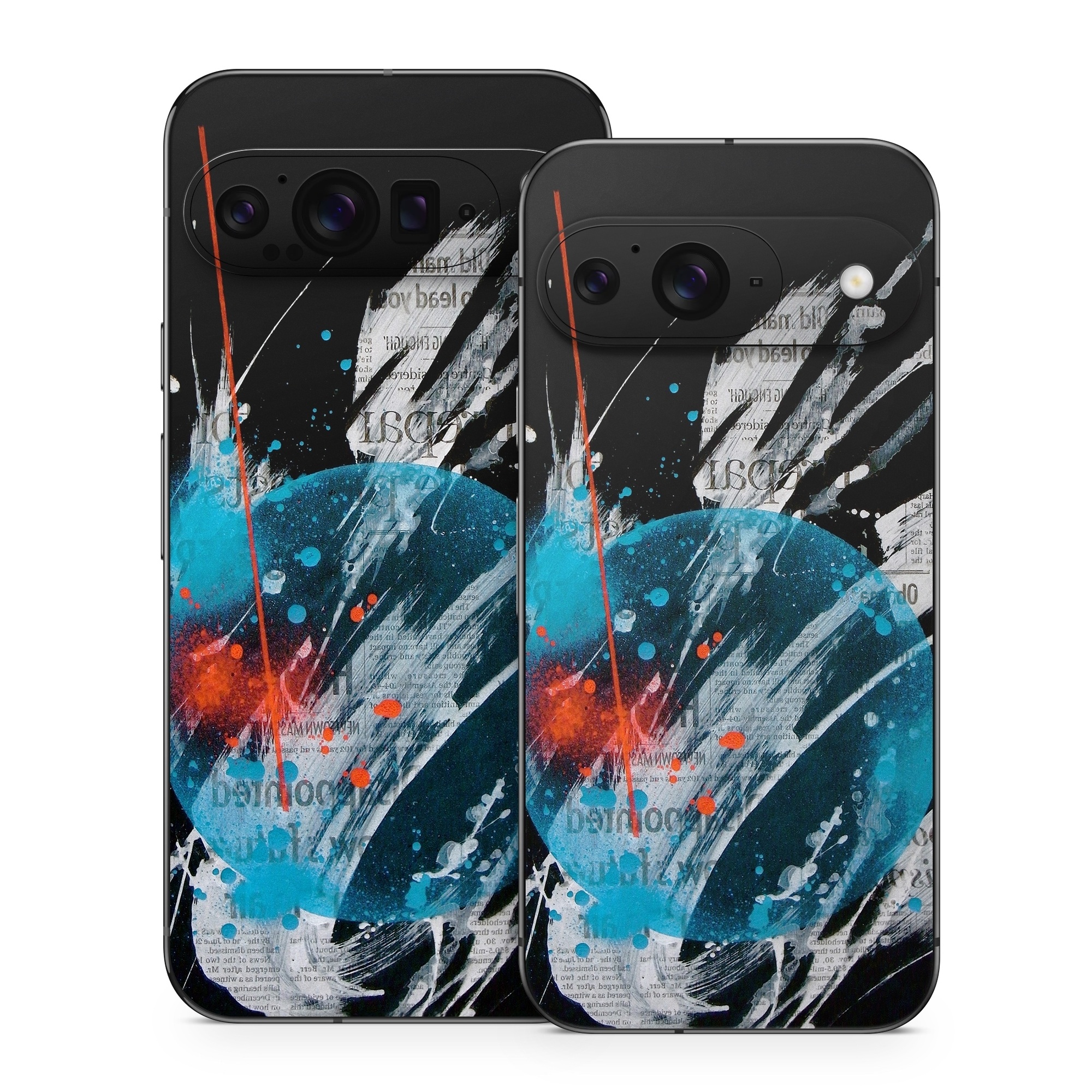 Google Pixel 9 Series Skin design of Graphic design, Illustration, Graphics, Design, Art, Space, World, with black, gray, blue, red colors