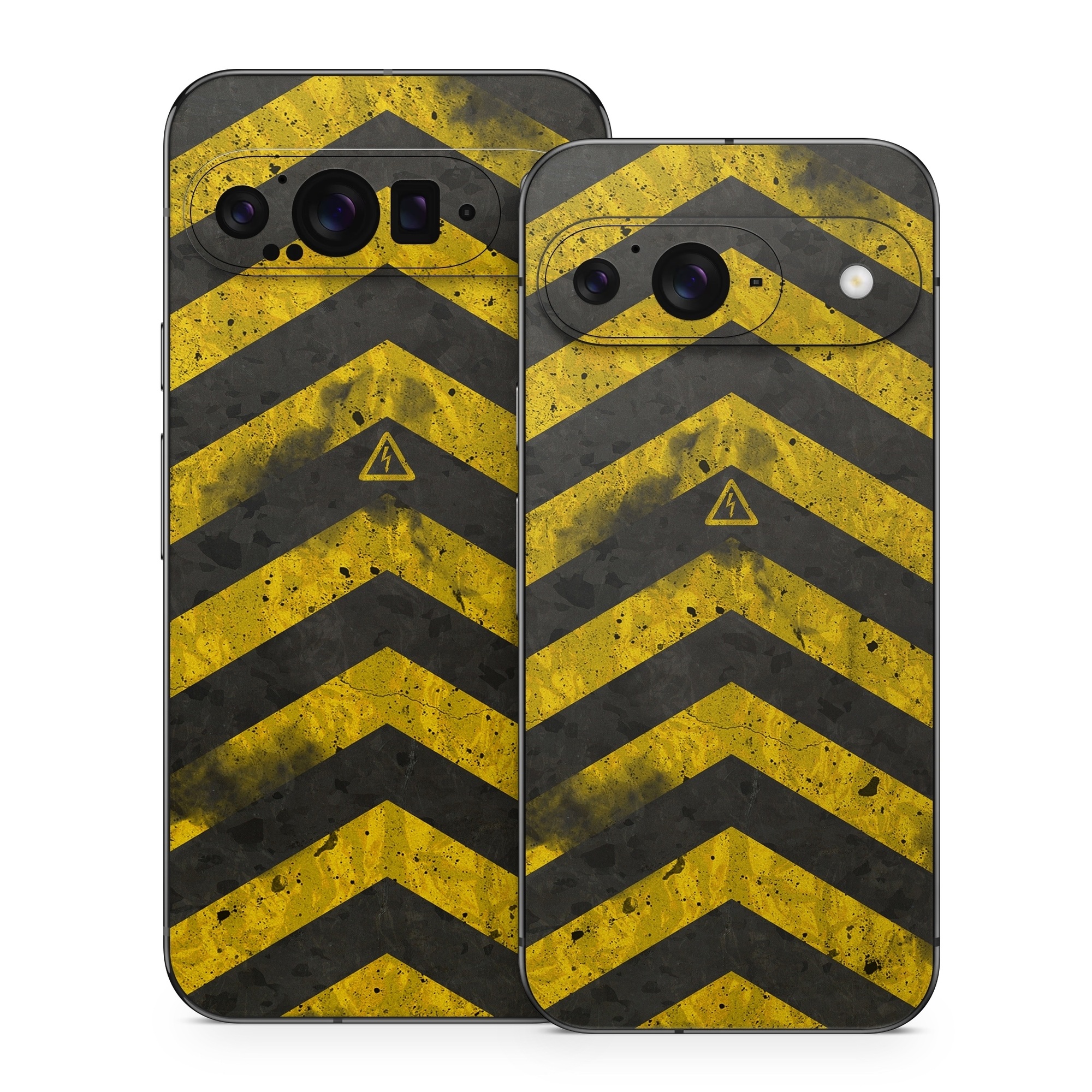 Google Pixel 9 Series Skin design of Colorfulness, Road surface, Yellow, Rectangle, Asphalt, Font, Material property, Parallel, Tar, Tints and shades, with black, gray, yellow colors