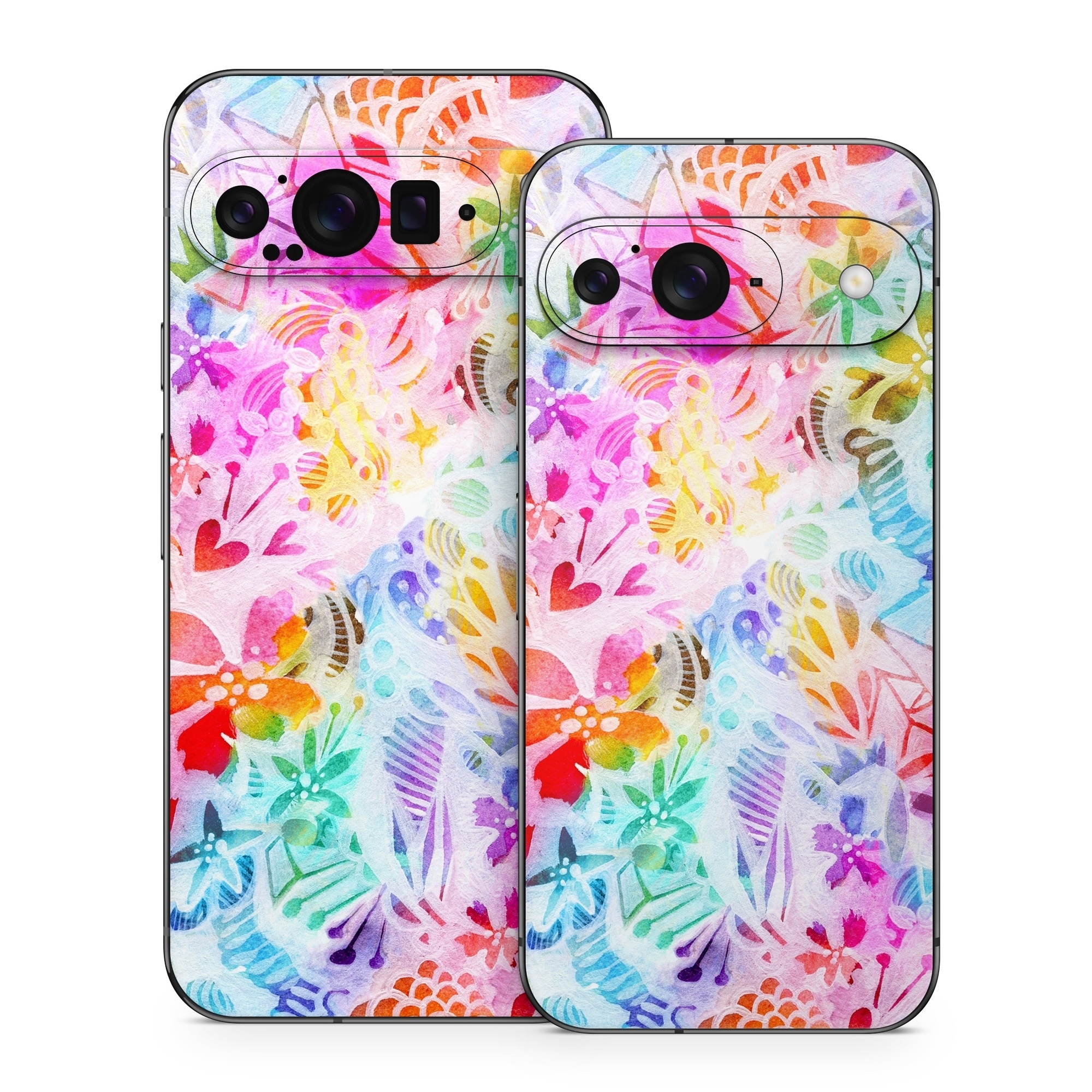 Google Pixel 9 Series Skin design of Pattern, Design, Textile, Art, with gray, pink, purple, blue colors