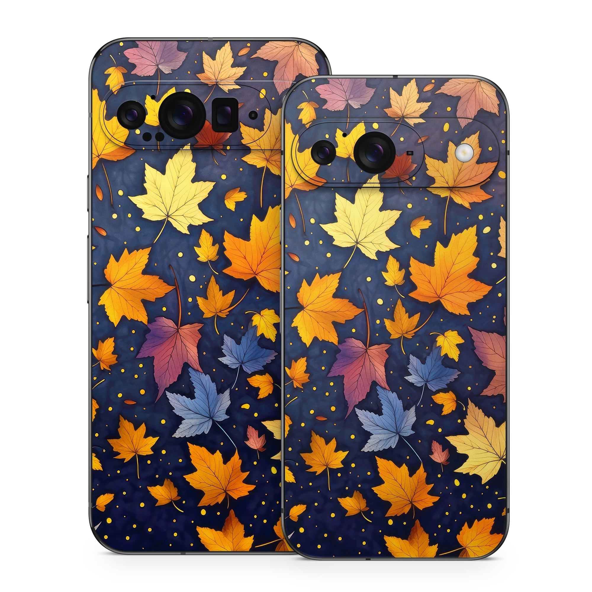 Google Pixel 9 Series Skin design of Orange, Line, Pattern, Electric blue, Symmetry, Groundcover, Flowering plant, Design, Flower, Art, with yellow, orange, red, black, blue, purple colors