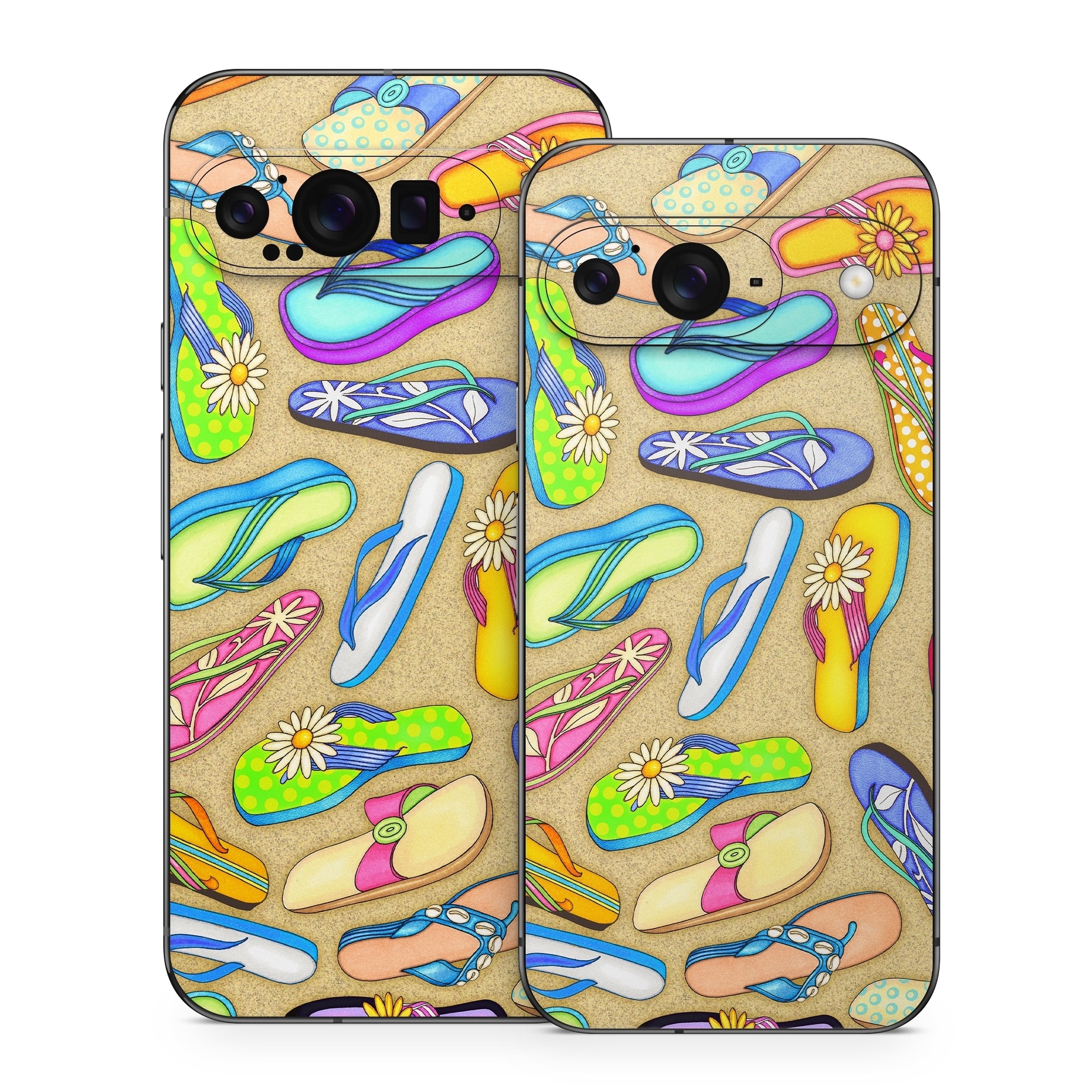 Google Pixel 9 Series Skin design of Pattern, Design, Visual arts, Footwear, Art, with gray, green, blue, pink, purple, orange colors