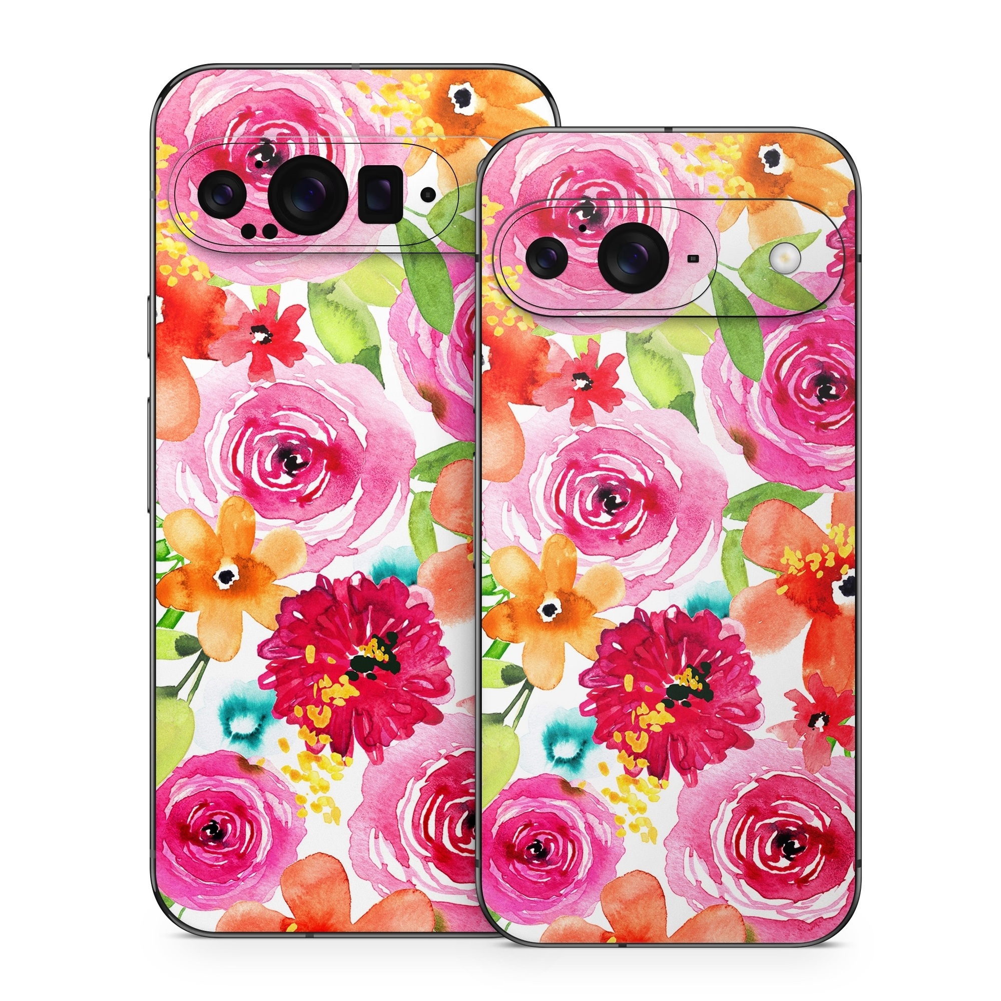 Google Pixel 9 Series Skin design of Flower, Cut flowers, Floral design, Plant, Pink, Bouquet, Petal, Flower Arranging, Artificial flower, Clip art, with pink, red, green, orange, yellow, blue, white colors