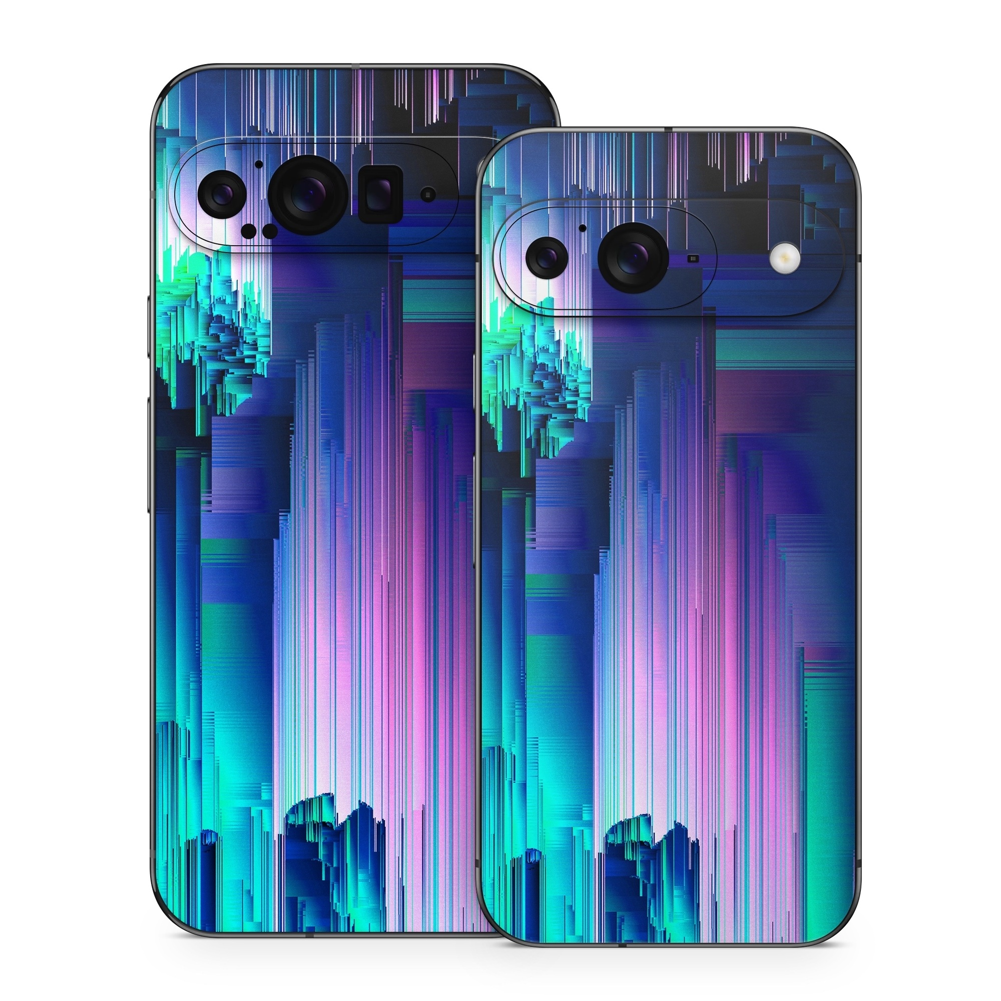 Google Pixel 9 Series Skin design of Blue, Green, Light, Colorfulness, with blue, purple, pink, white colors