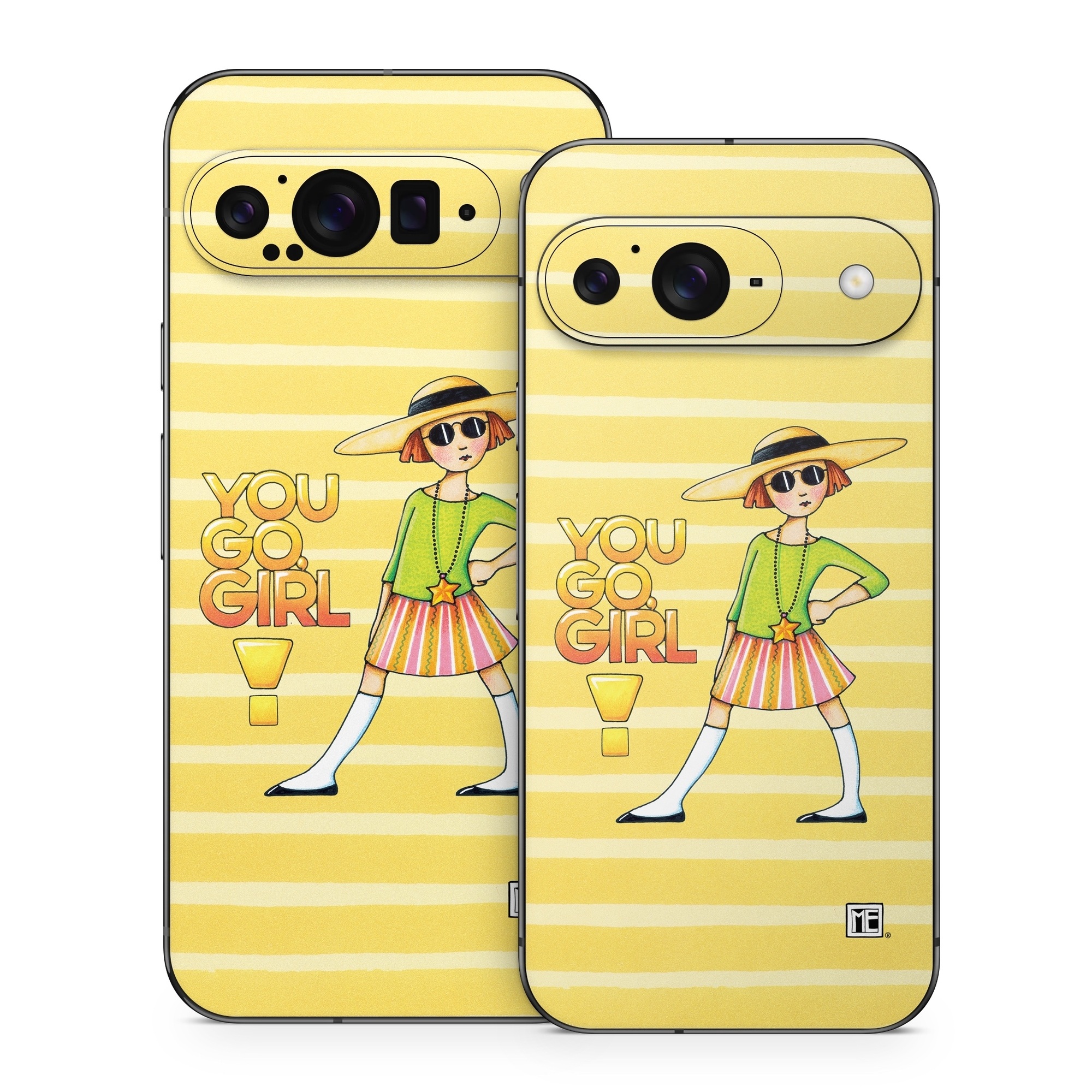 Google Pixel 9 Series Skin design of Cartoon, Illustration, Clip art, Art, with orange, pink, yellow, green, gray, black colors