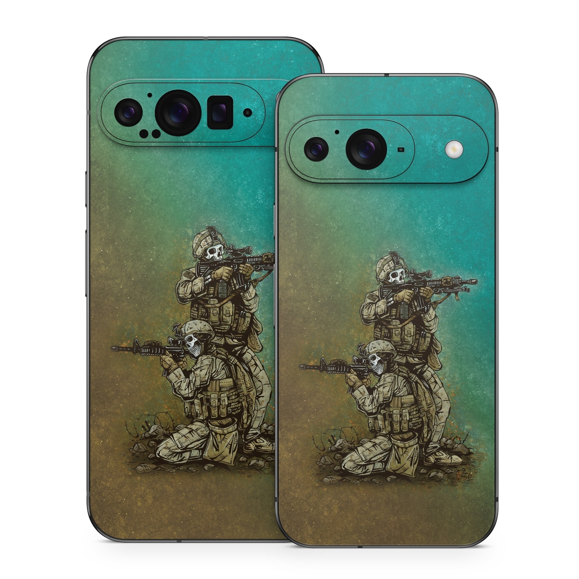 Google Pixel 9 Series Skin design of Art, Sculpture, Landscape, Illustration, Visual arts, Wood, Drawing, Fictional character, Soil, Circle, with blue, green, white, gray, brown colors