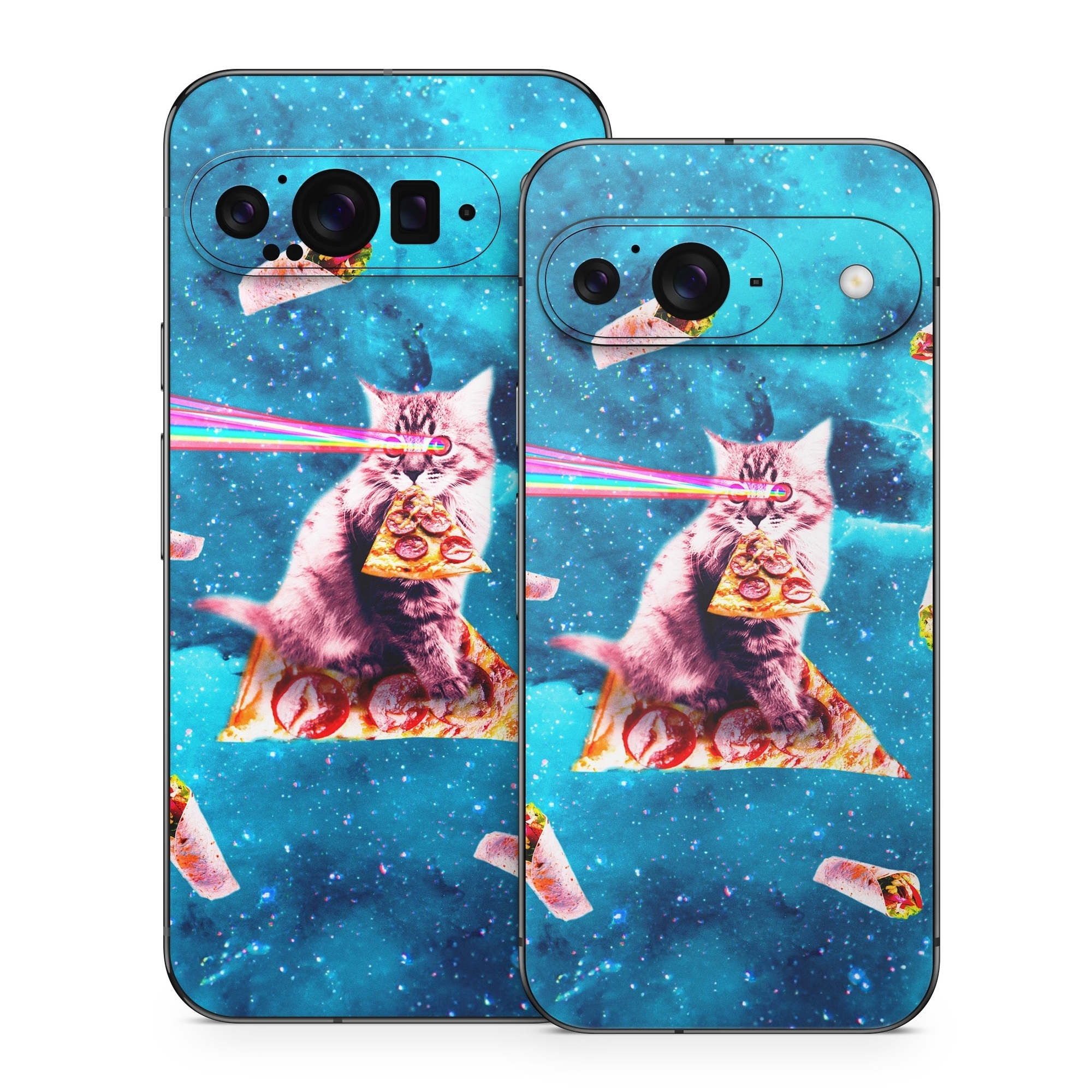 Google Pixel 9 Series Skin design of Illustration, Organism, Graphic design, Art, Space, Fictional character, Extreme sport, Graphics, with blue, white, gray, yellow, red, orange colors