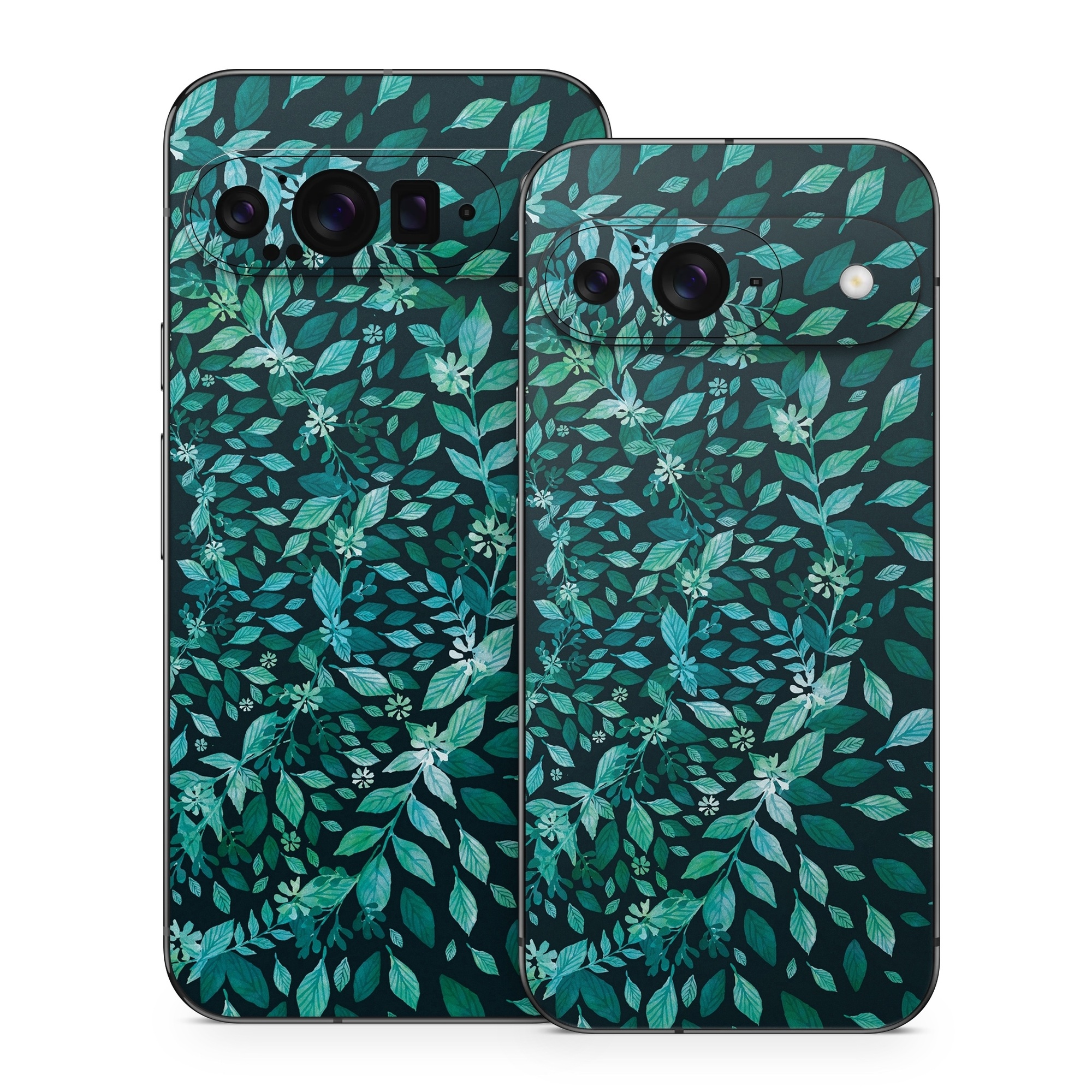 Google Pixel 9 Series Skin design of Green, Aqua, Organism, Turquoise, Natural environment, Teal, Marine biology, Water, Leaf, Plant, with black, green, white colors