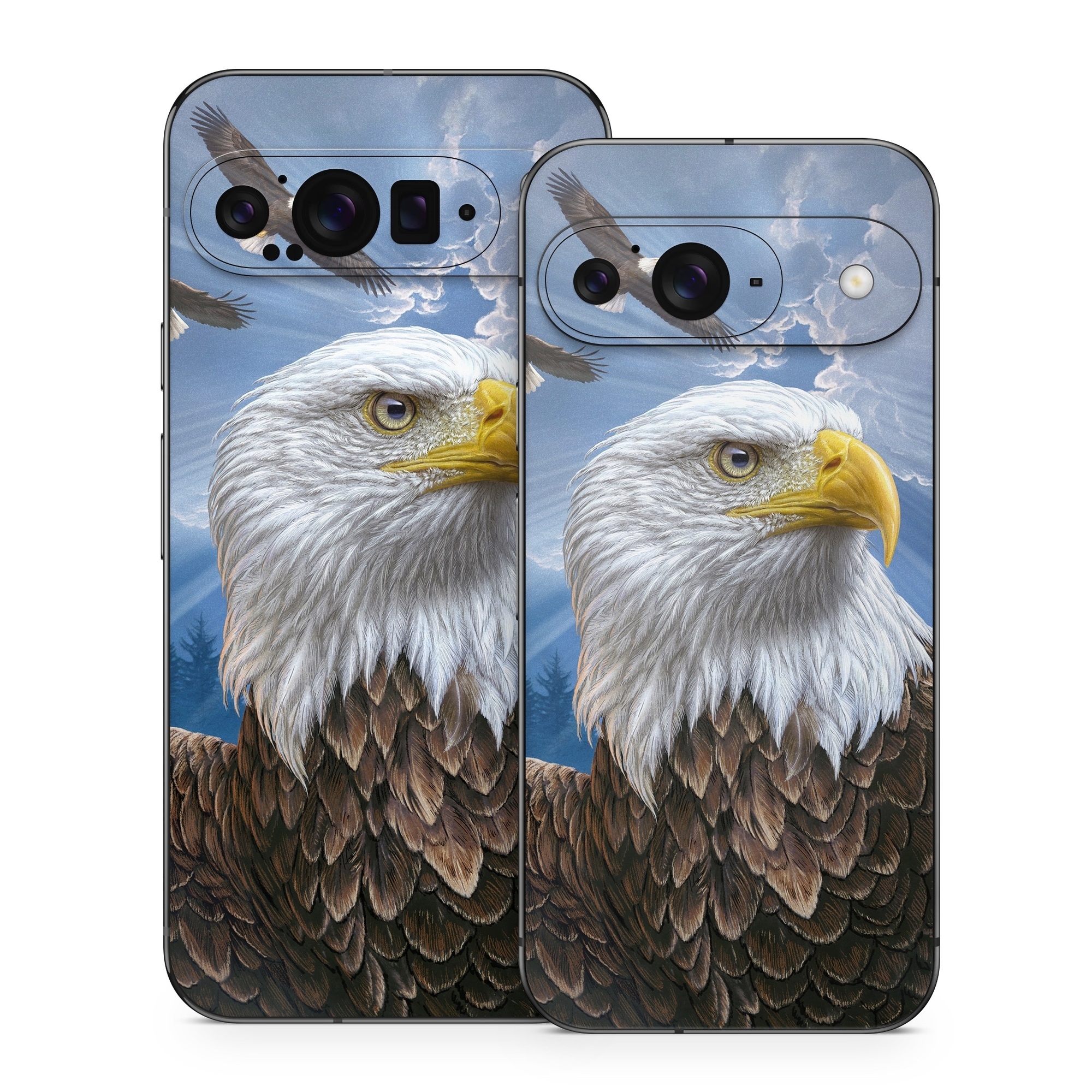 Google Pixel 9 Series Skin design of Bird, Bald eagle, Bird of prey, Vertebrate, Accipitriformes, Accipitridae, Eagle, Nature, Beak, Kite, with blue, brown, white, yellow colors