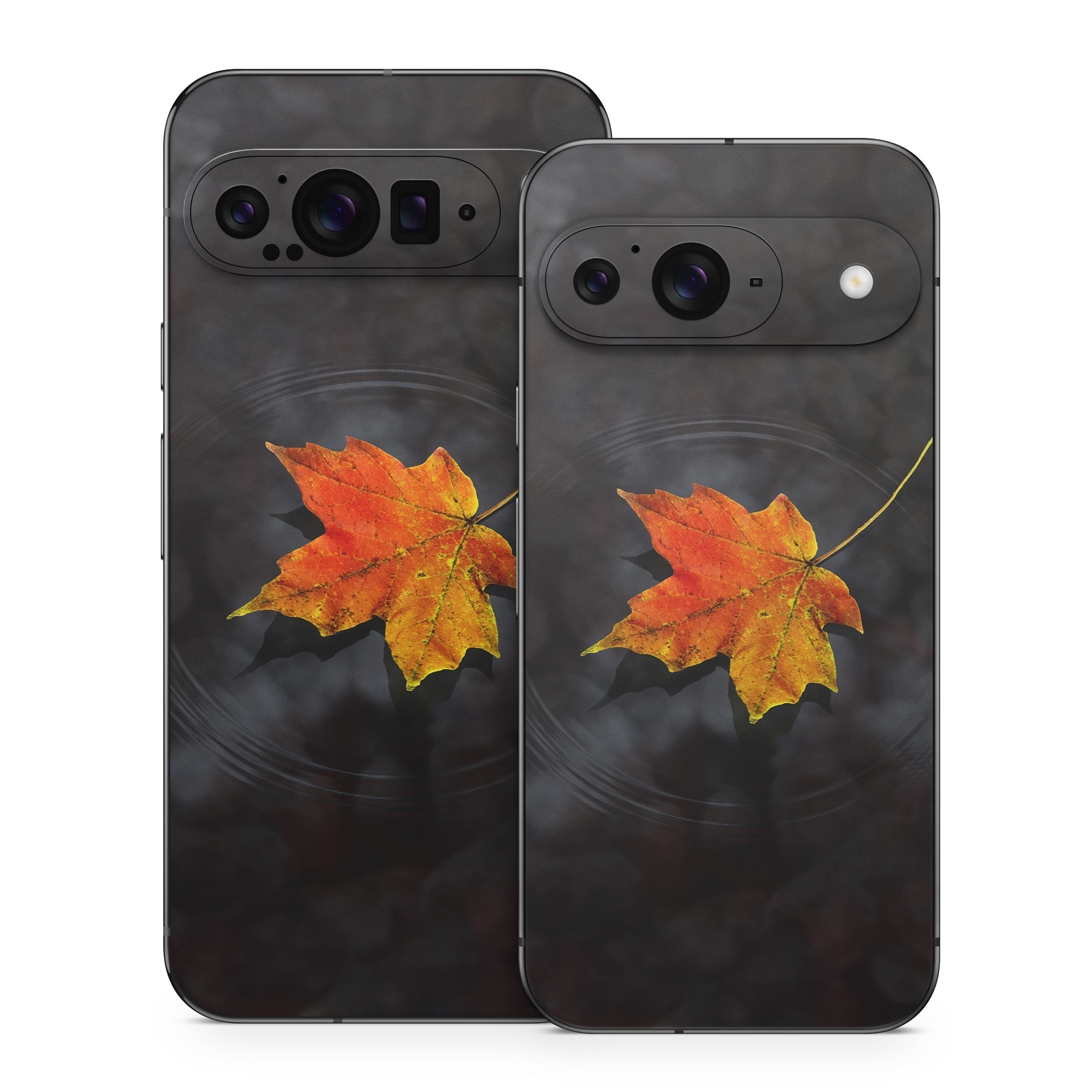 Google Pixel 9 Series Skin design of Leaf, Maple leaf, Tree, Black maple, Sky, Yellow, Deciduous, Orange, Autumn, Red, with black, red, green colors
