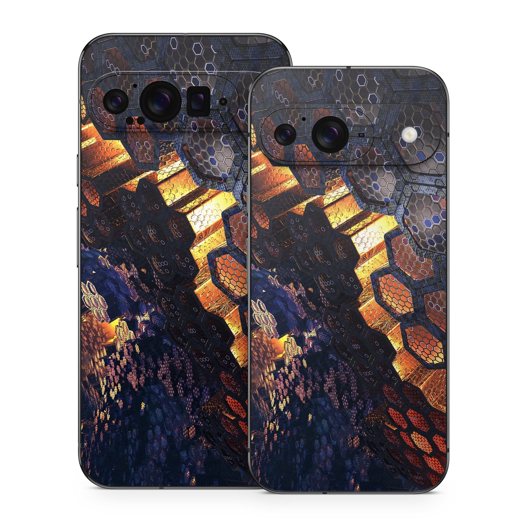 Google Pixel 9 Series Skin design of Geological phenomenon, Sky, Water, Cobblestone, Rock, Reflection, Colorfulness, World, Art, with black, red, green colors