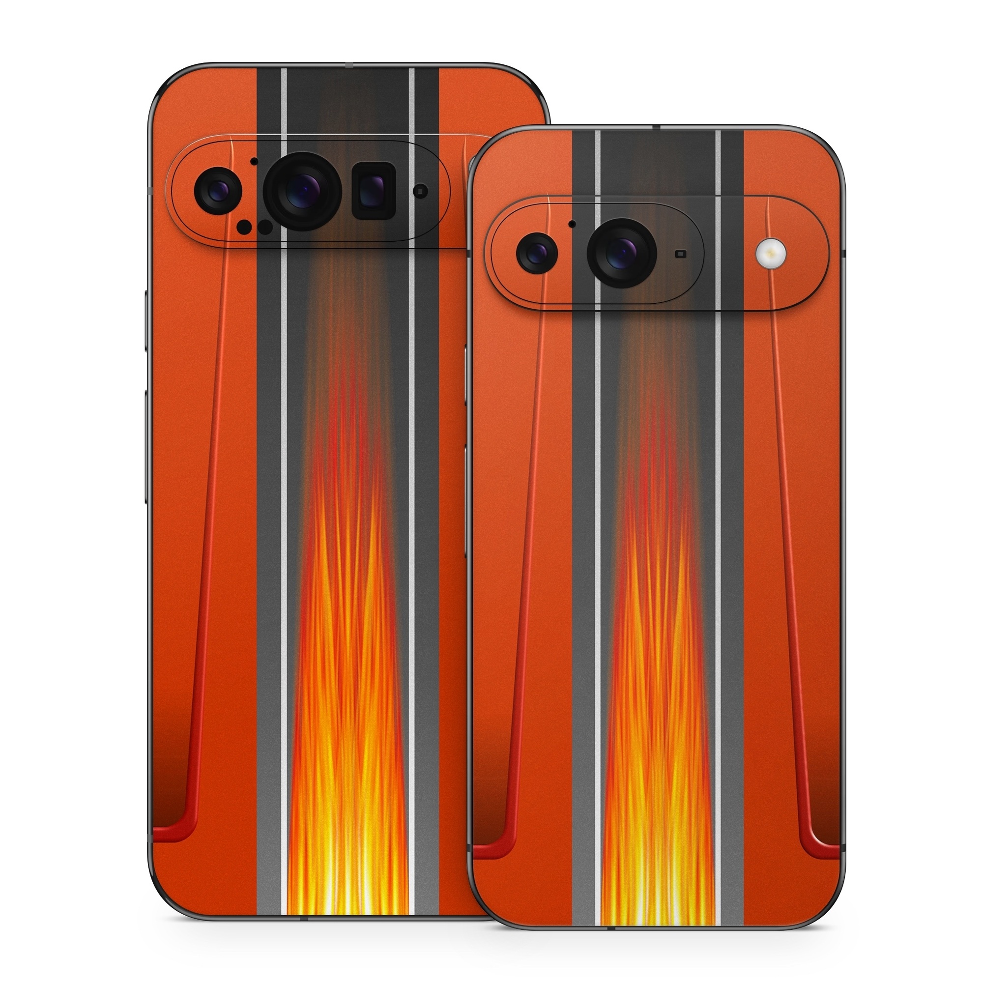 Google Pixel 9 Series Skin design of Orange, Red, Line, Material property, Rectangle, Automotive lighting, with red, black, orange, gray colors