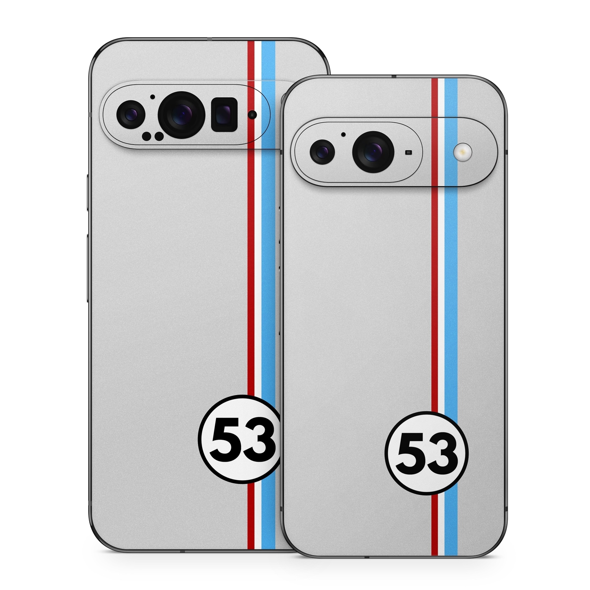 Google Pixel 9 Series Skin design of Line, Sign, Games, with gray, blue, red, white, black colors