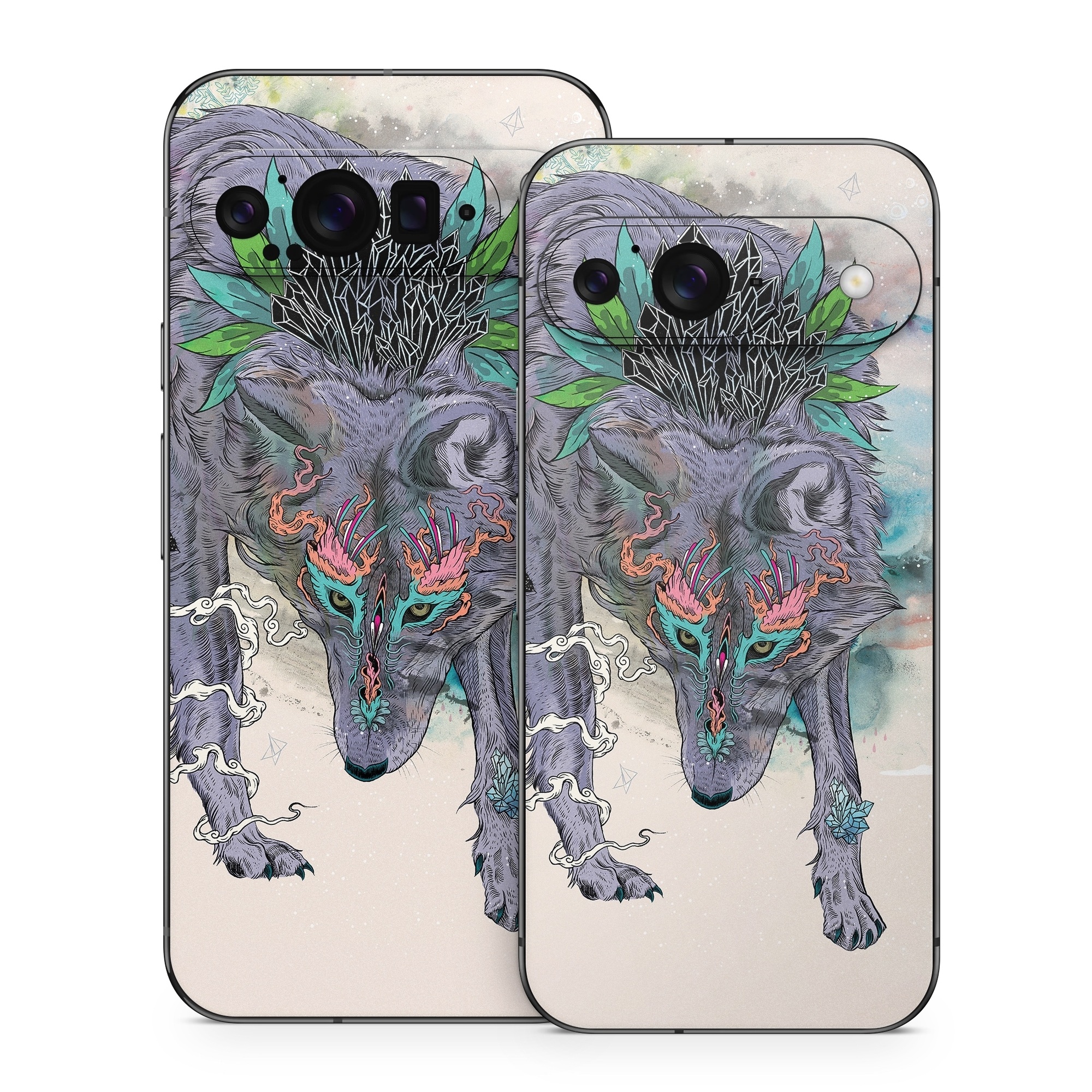 Google Pixel 9 Series Skin design of Illustration, Boar, Art, Drawing, Fictional character, Sketch, Suidae, with gray, pink, black, blue, yellow colors
