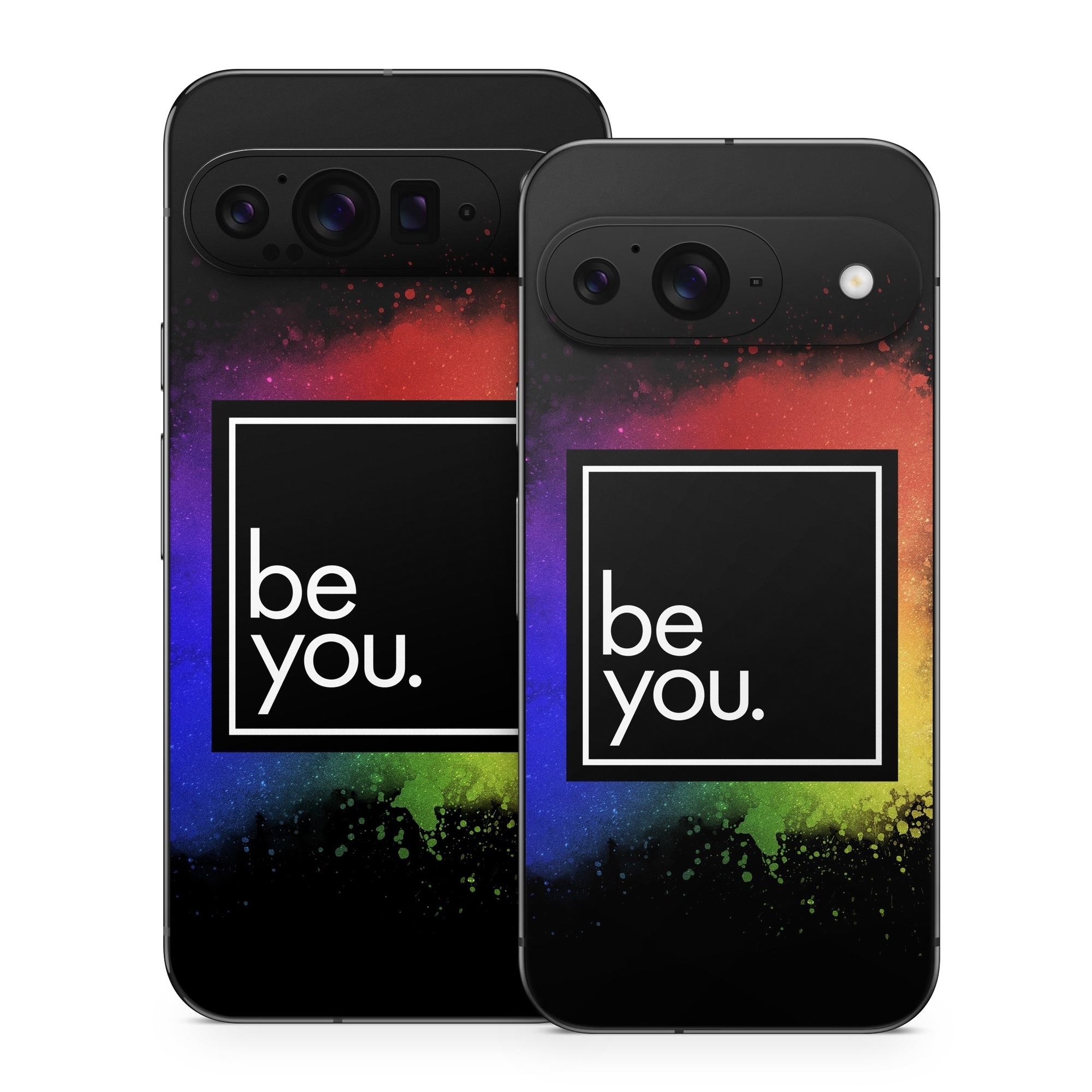 Google Pixel 9 Series Skin design of Text, Font, Sky, Graphic design, Line, Illustration, Logo, Graphics, Night, Space, with black, white, blue, purple, green, yellow, orange, red colors