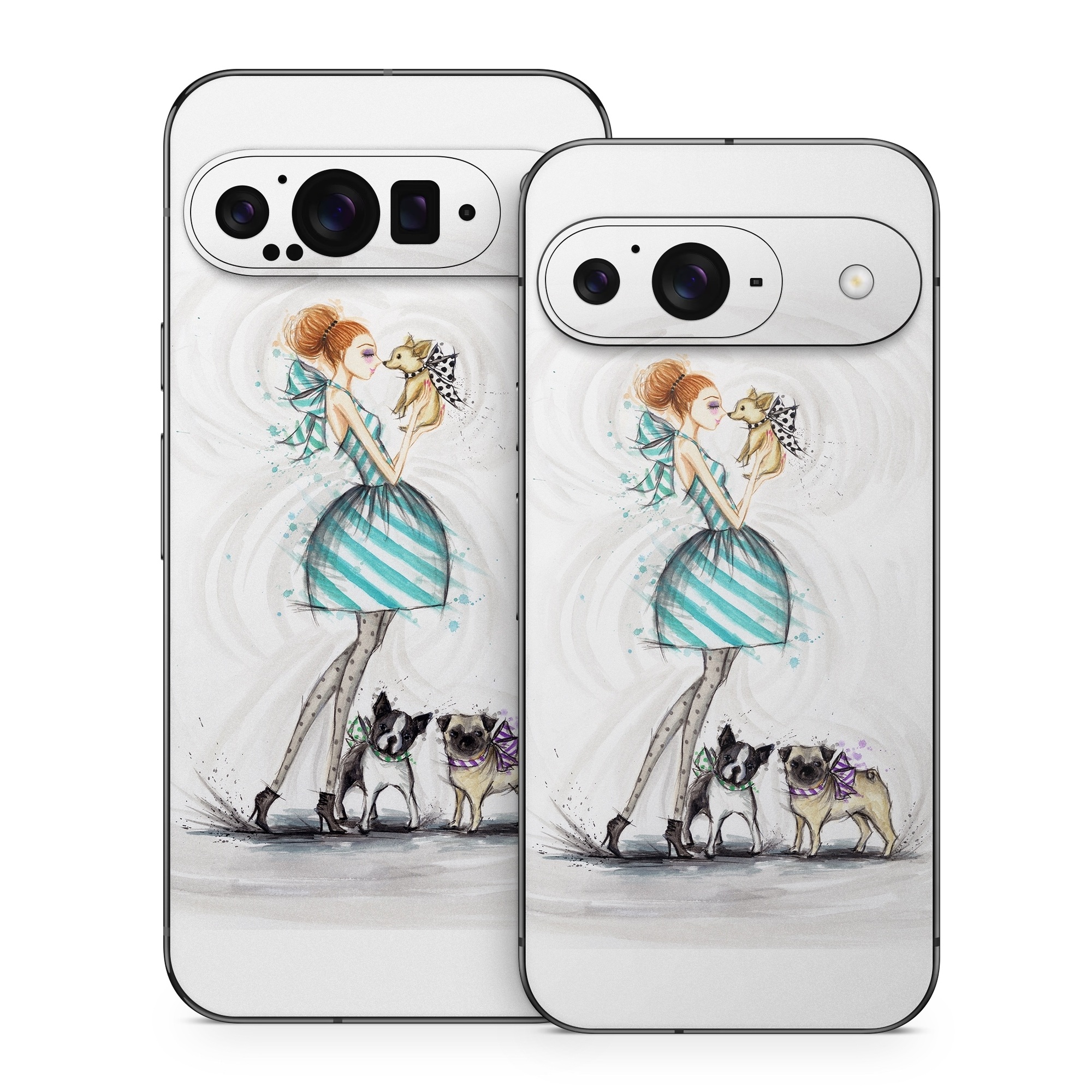 Google Pixel 9 Series Skin design of Illustration, Cartoon, Drawing, Art, Costume design, Fictional character, Fashion illustration, Sketch, with gray, black, white, blue, gray, yellow, brown colors
