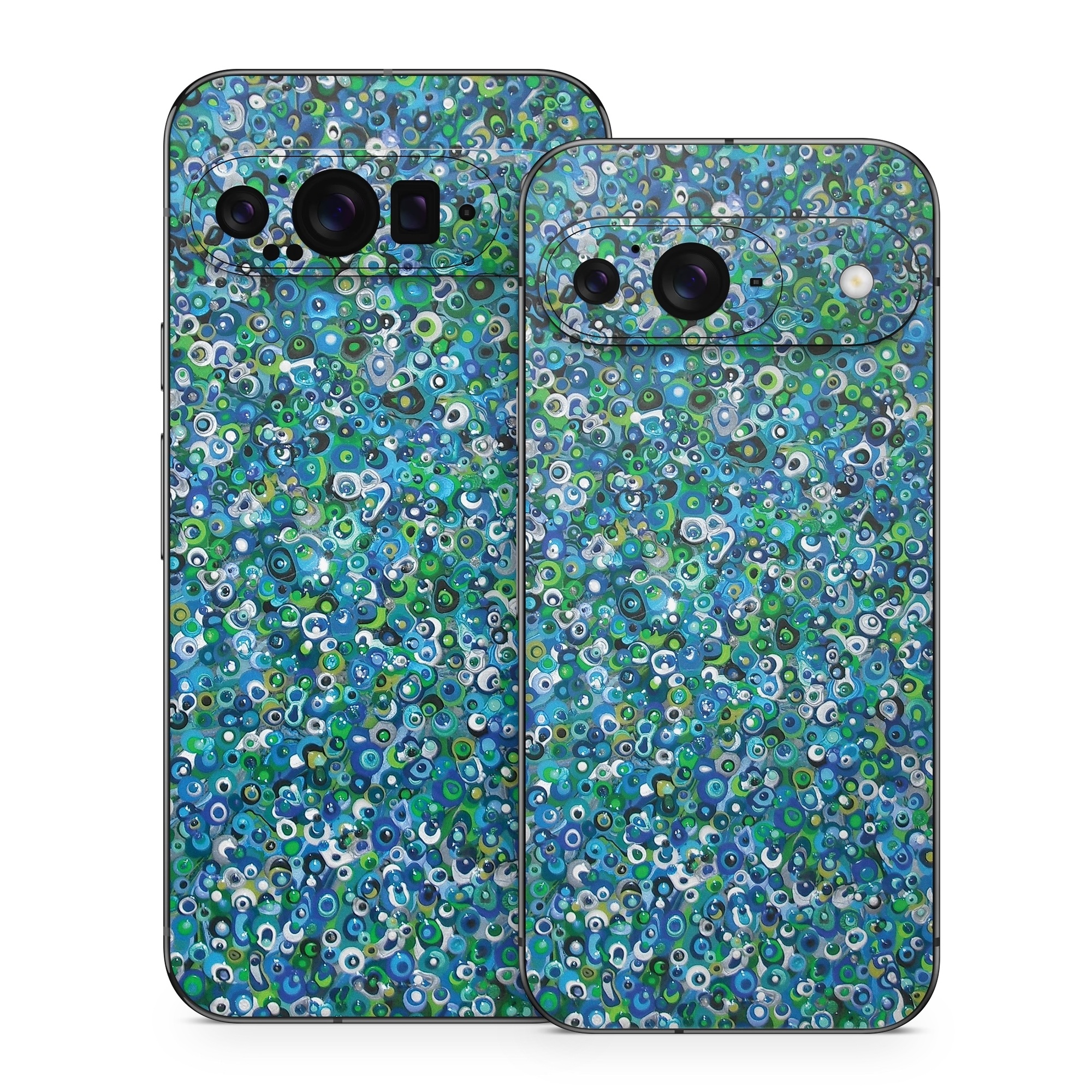 Google Pixel 9 Series Skin design of Blue, Plant, Glitter, with blue, green, white colors