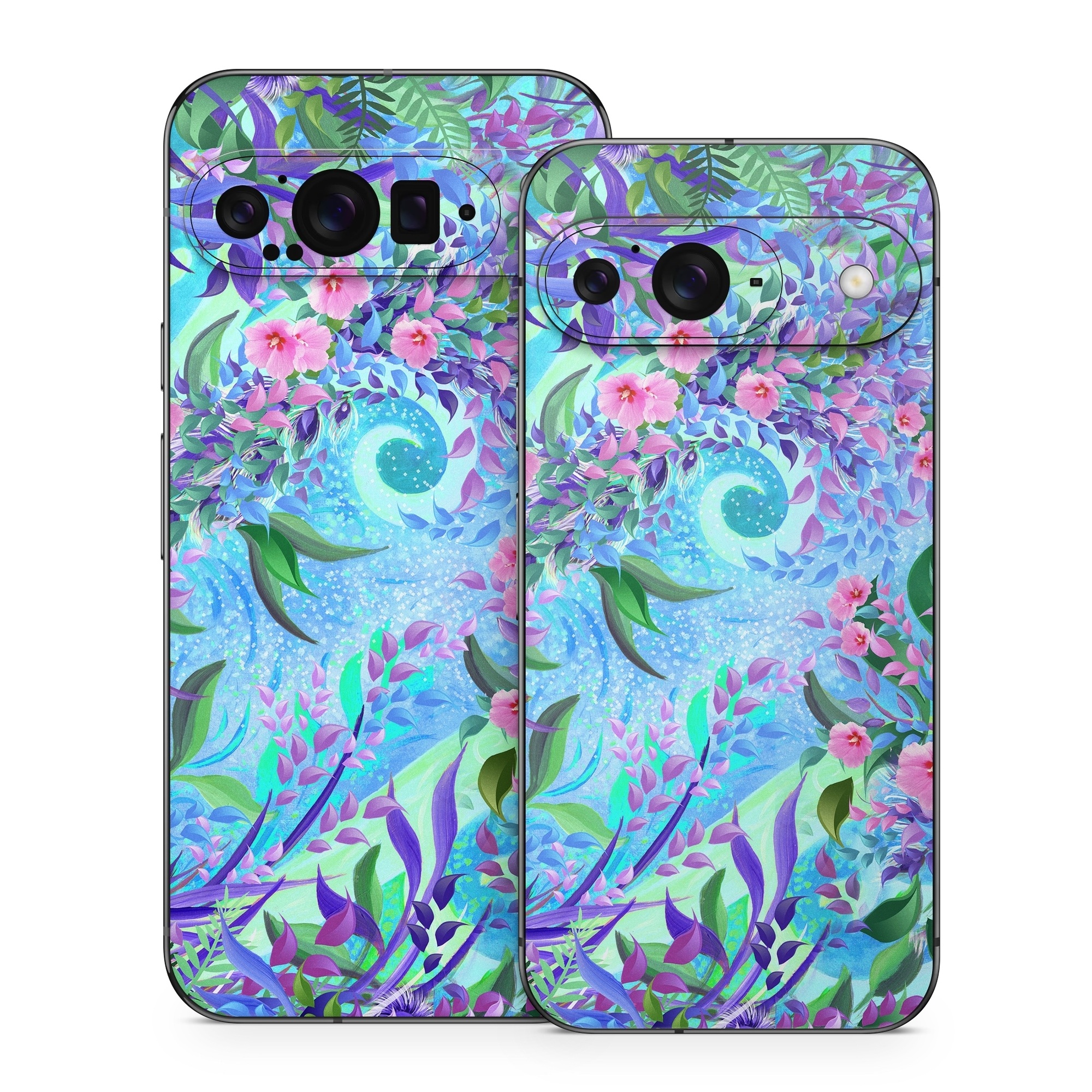 Google Pixel 9 Series Skin design of Psychedelic art, Pattern, Lilac, Purple, Art, Pink, Design, Fractal art, Visual arts, Organism, with gray, blue, purple colors